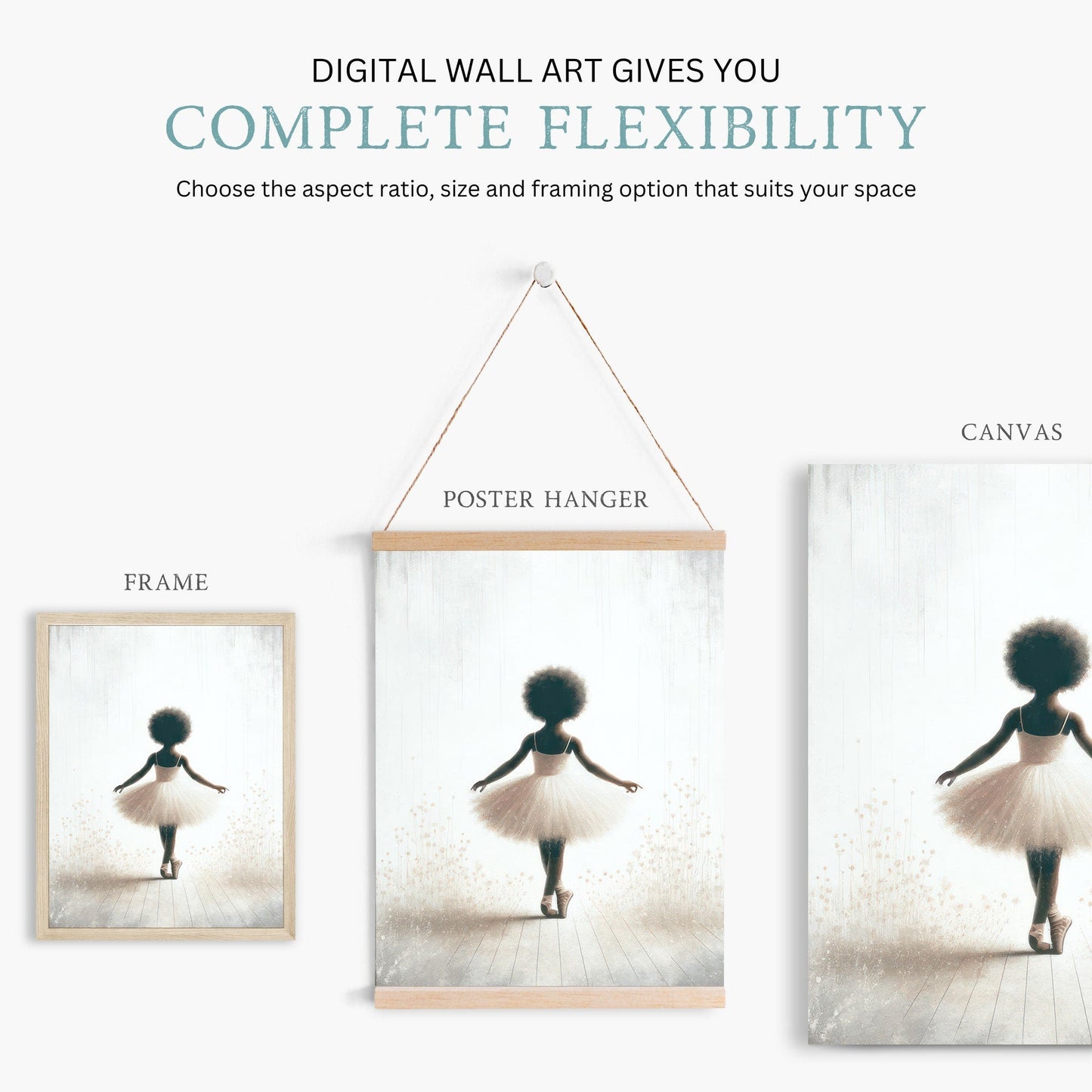 Ballet Nursery Art, Ballerina Decor for Girls, African - American Print - WildfieldPrints