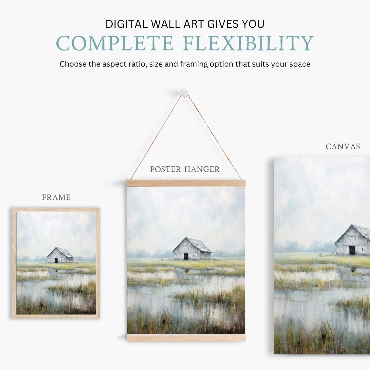 Barn Print, Rustic Farmhouse Decor, Vintage Countryside Wall Art - WildfieldPrints
