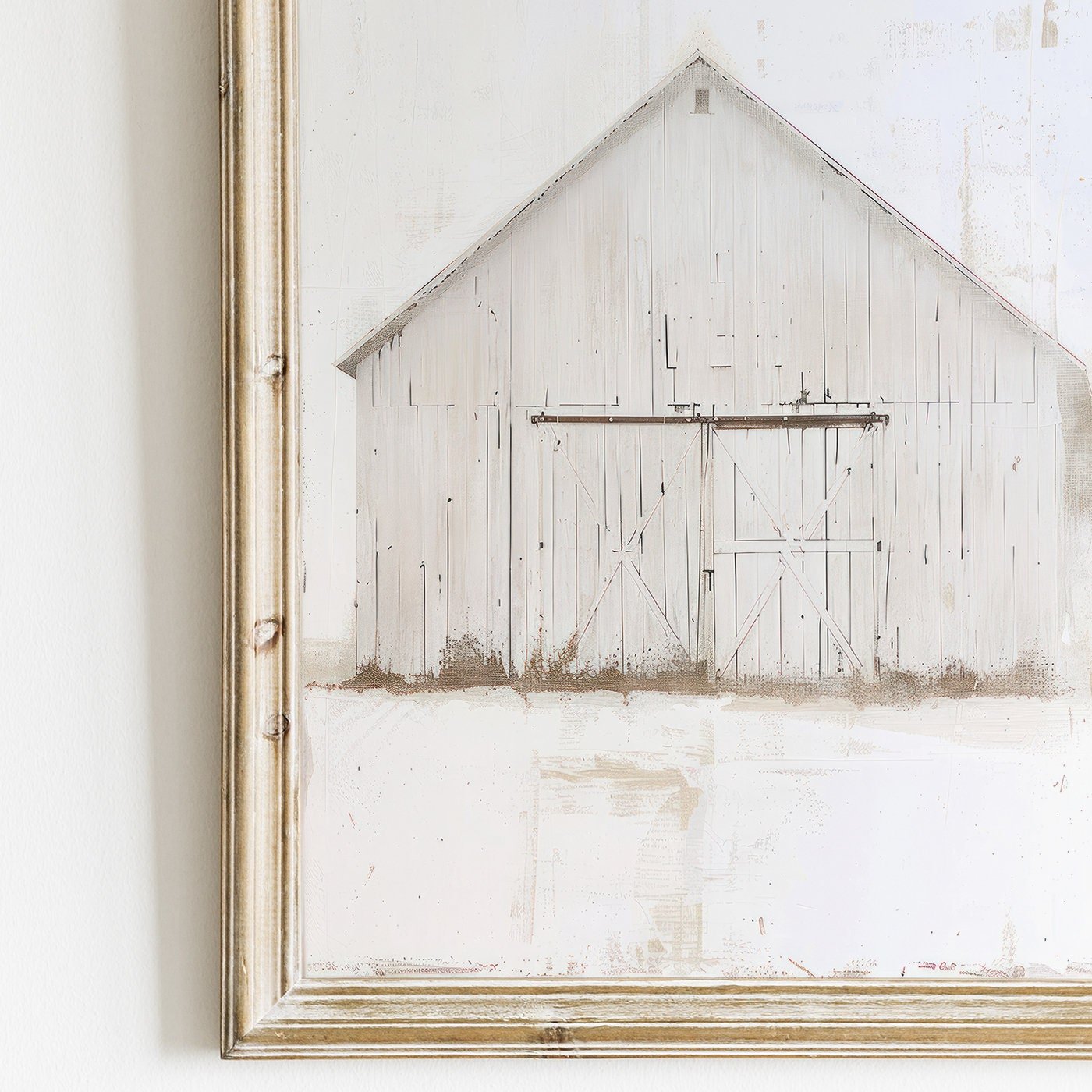 Barn Print, White Barn Artwork, Farmhouse Vintage Wall Decor - WildfieldPrints