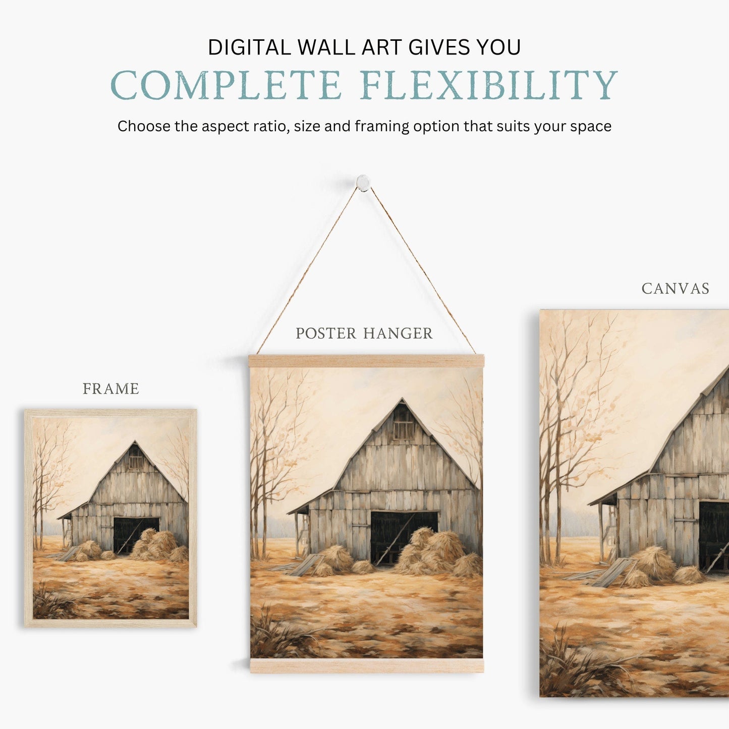 Barn Wall Decor, Rustic Farmhouse Art, Vintage Countryside Print - WildfieldPrints