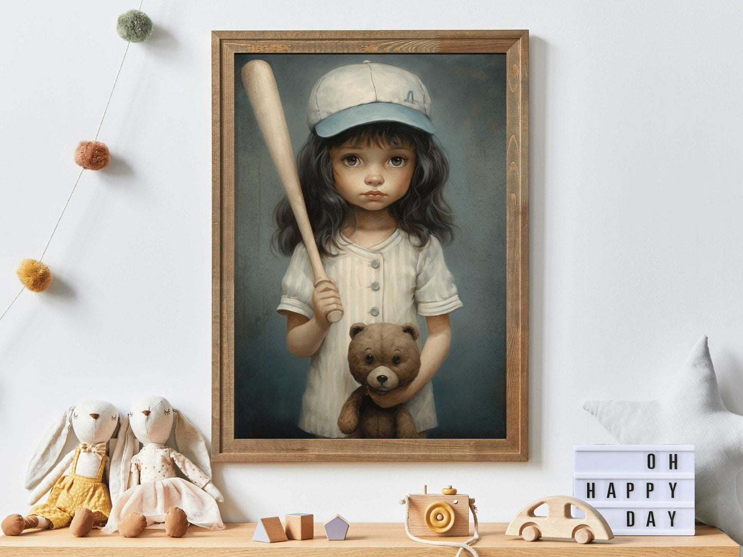 Baseball Nursery Wall Art, Vintage Girls Room Decor, Little Player Decor - WildfieldPrints