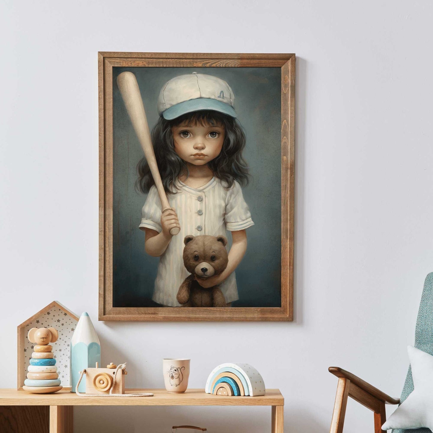 Baseball Nursery Wall Art, Vintage Girls Room Decor, Little Player Decor - WildfieldPrints