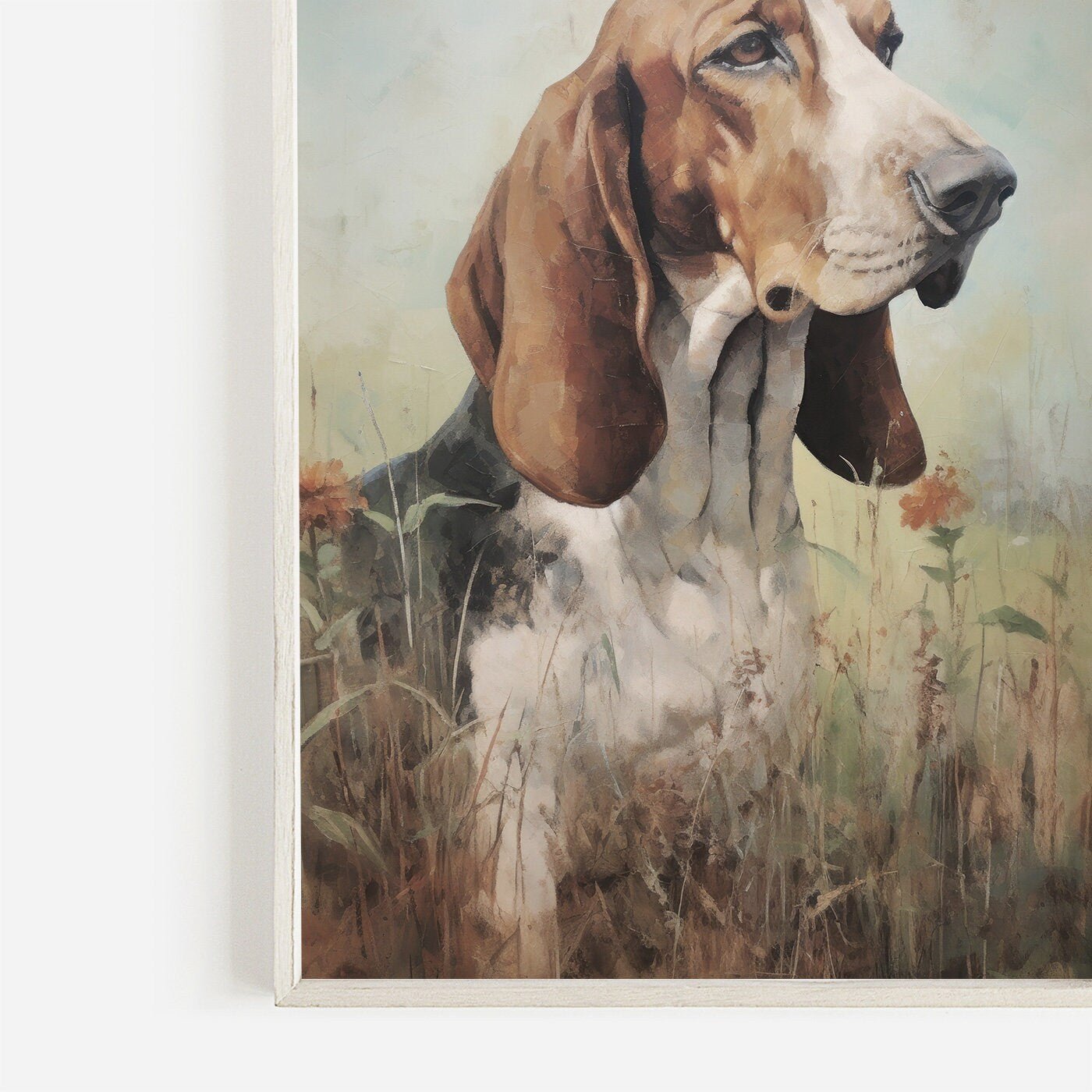 Basset Hound Wall Art, Gift for Dog Lovers, Pet Portrait Decor - WildfieldPrints