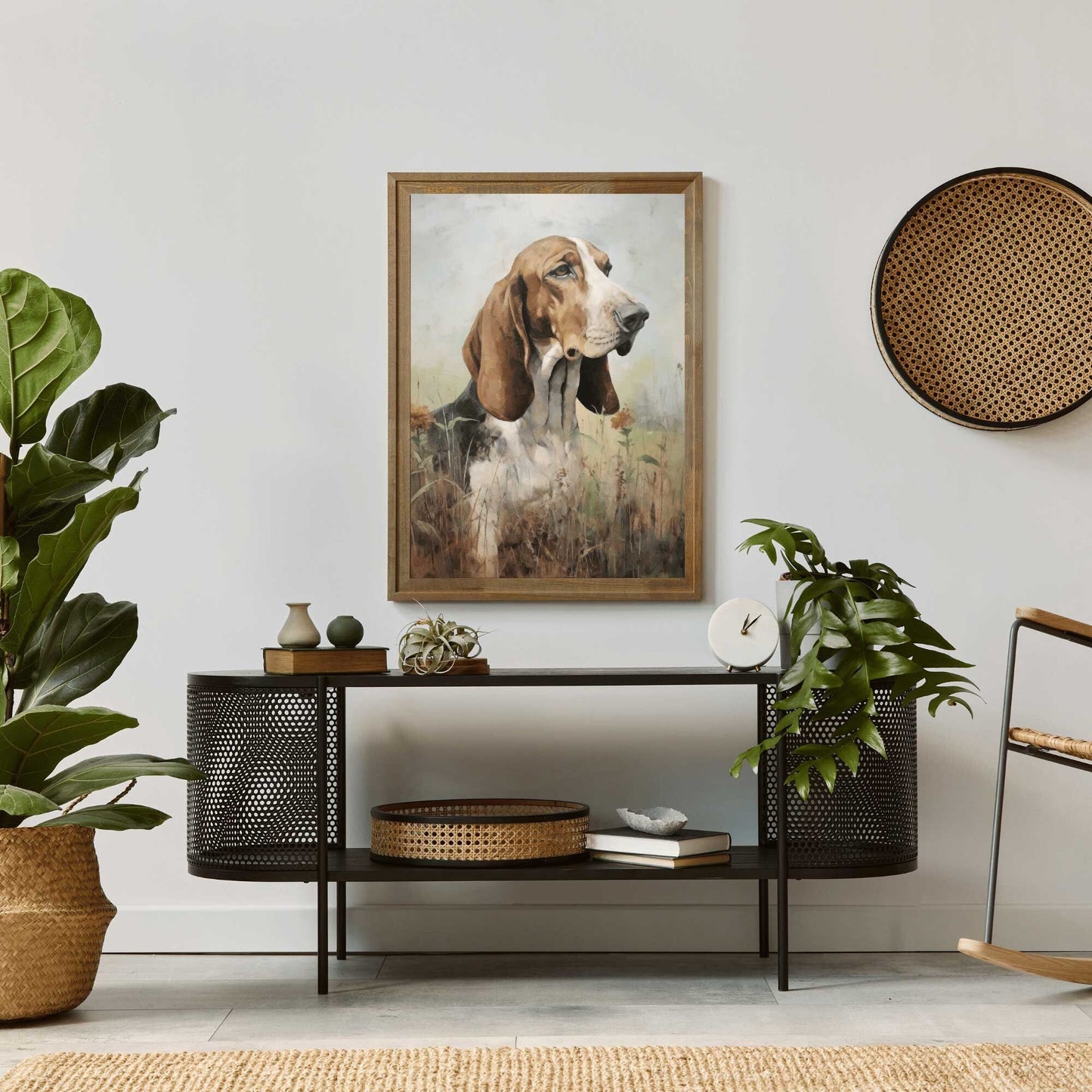 Basset Hound Wall Art, Gift for Dog Lovers, Pet Portrait Decor - WildfieldPrints