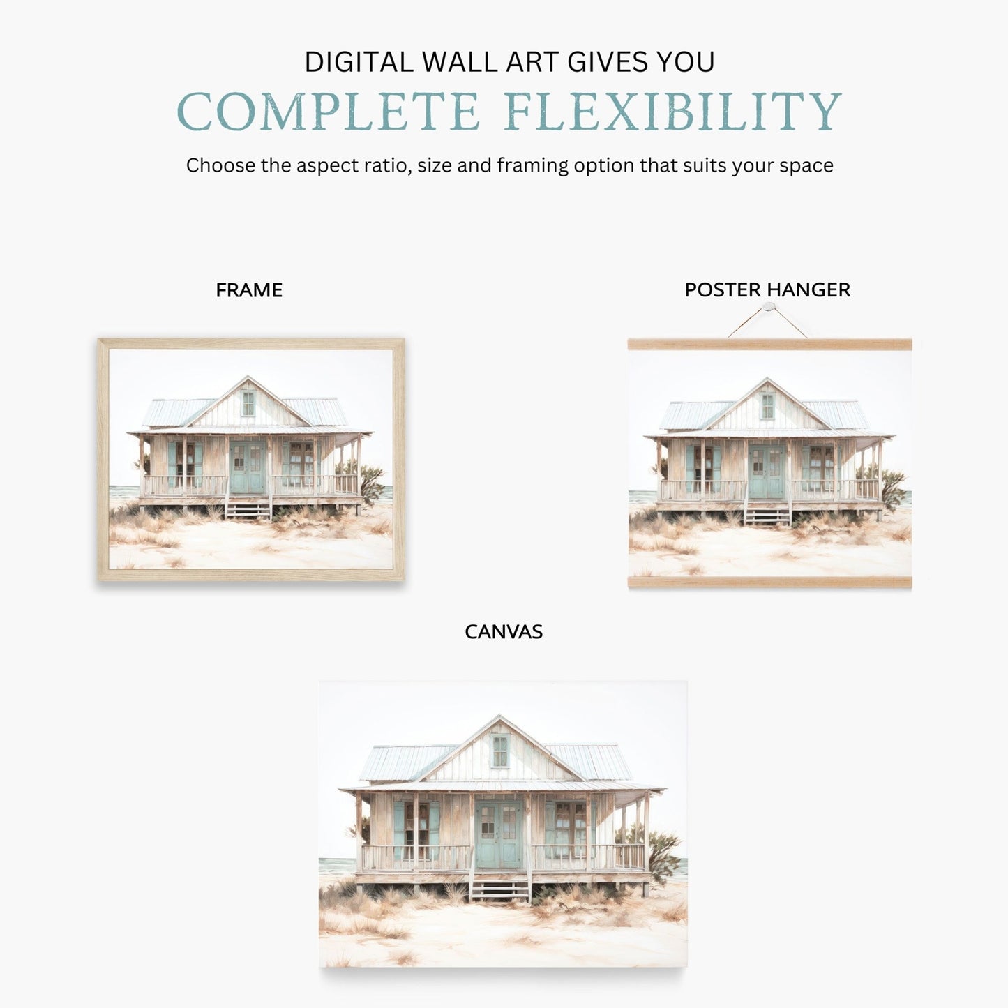 Beach House Wall Art, Vintage Coastal Decor, Rustic Beach Painting - WildfieldPrints