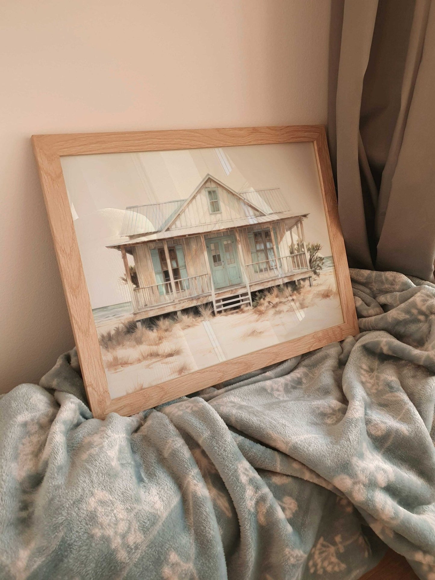 Beach House Wall Art, Vintage Coastal Decor, Rustic Beach Painting - WildfieldPrints