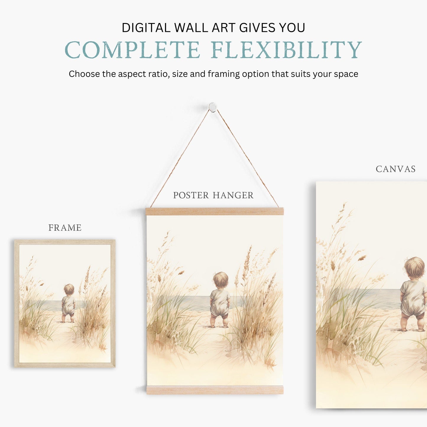 Beach Nursery Art, Coastal Room Decor, Toddler Girl Portrait - WildfieldPrints