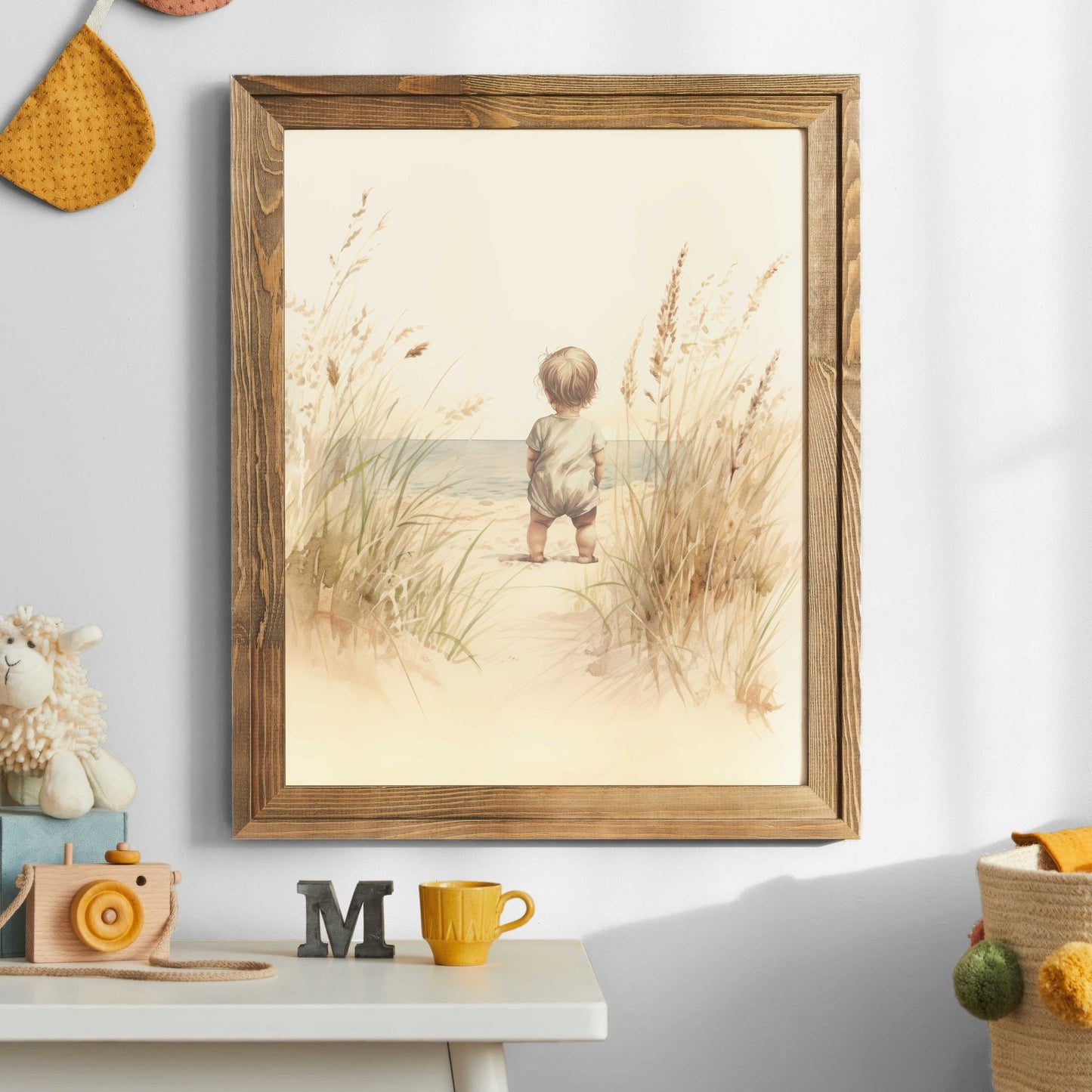 Beach Nursery Art, Coastal Room Decor, Toddler Girl Portrait - WildfieldPrints