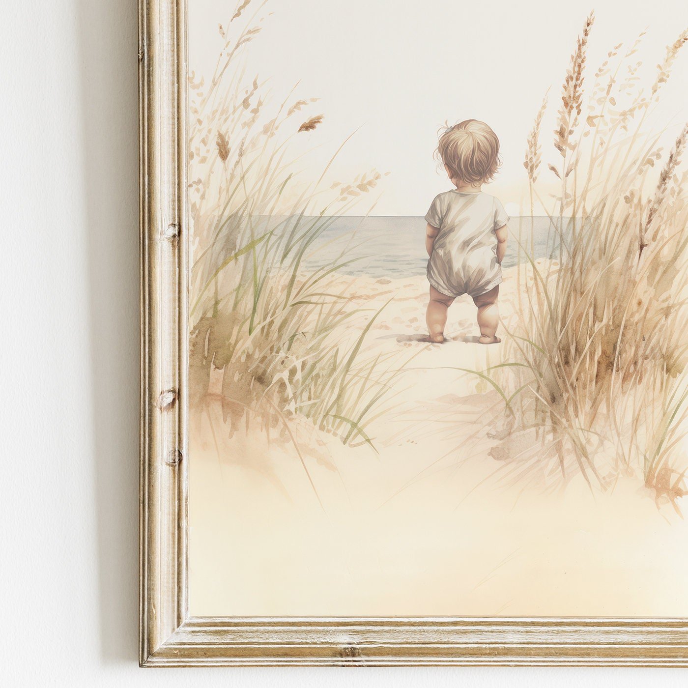 Beach Nursery Art, Coastal Room Decor, Toddler Girl Portrait - WildfieldPrints