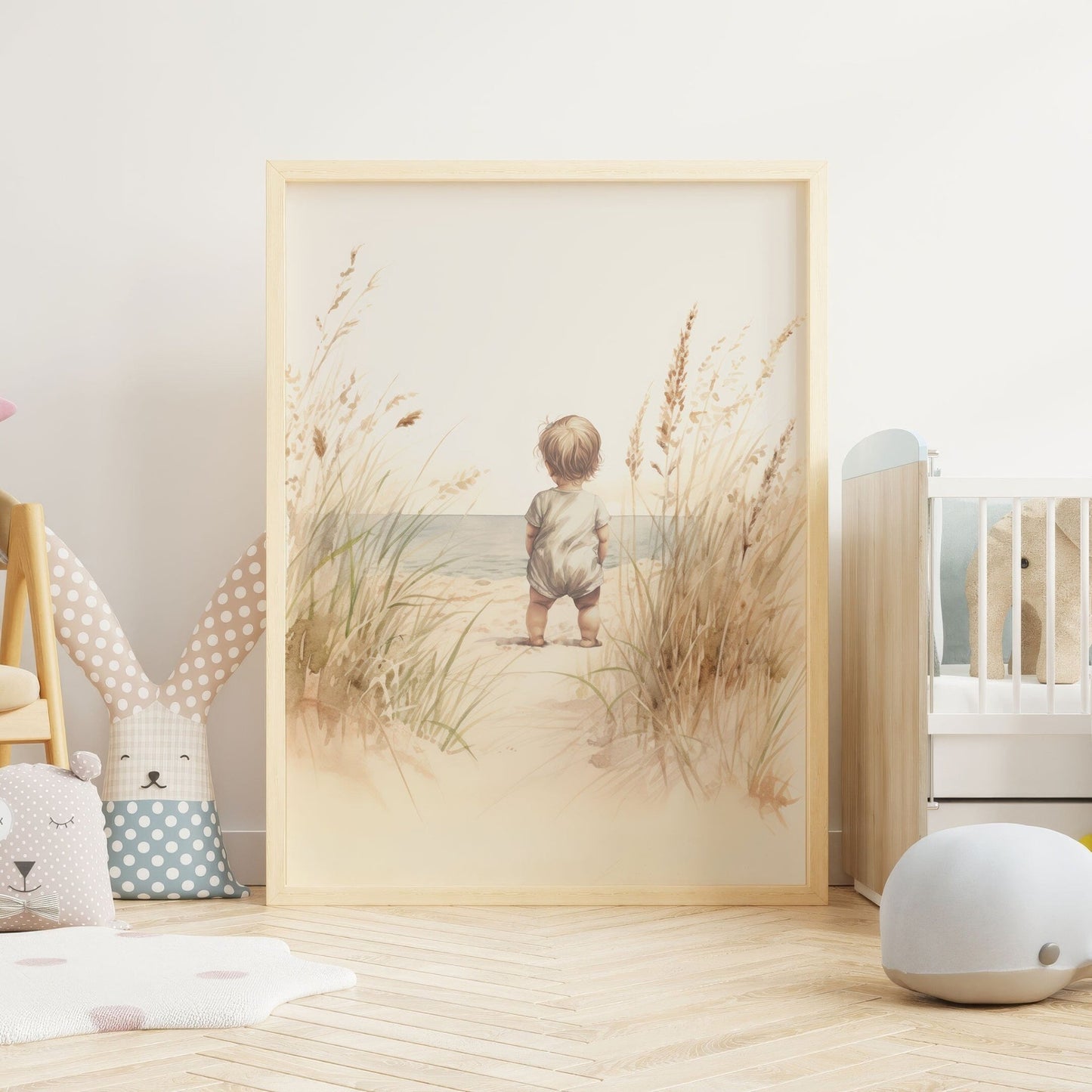 Beach Nursery Art, Coastal Room Decor, Toddler Girl Portrait - WildfieldPrints