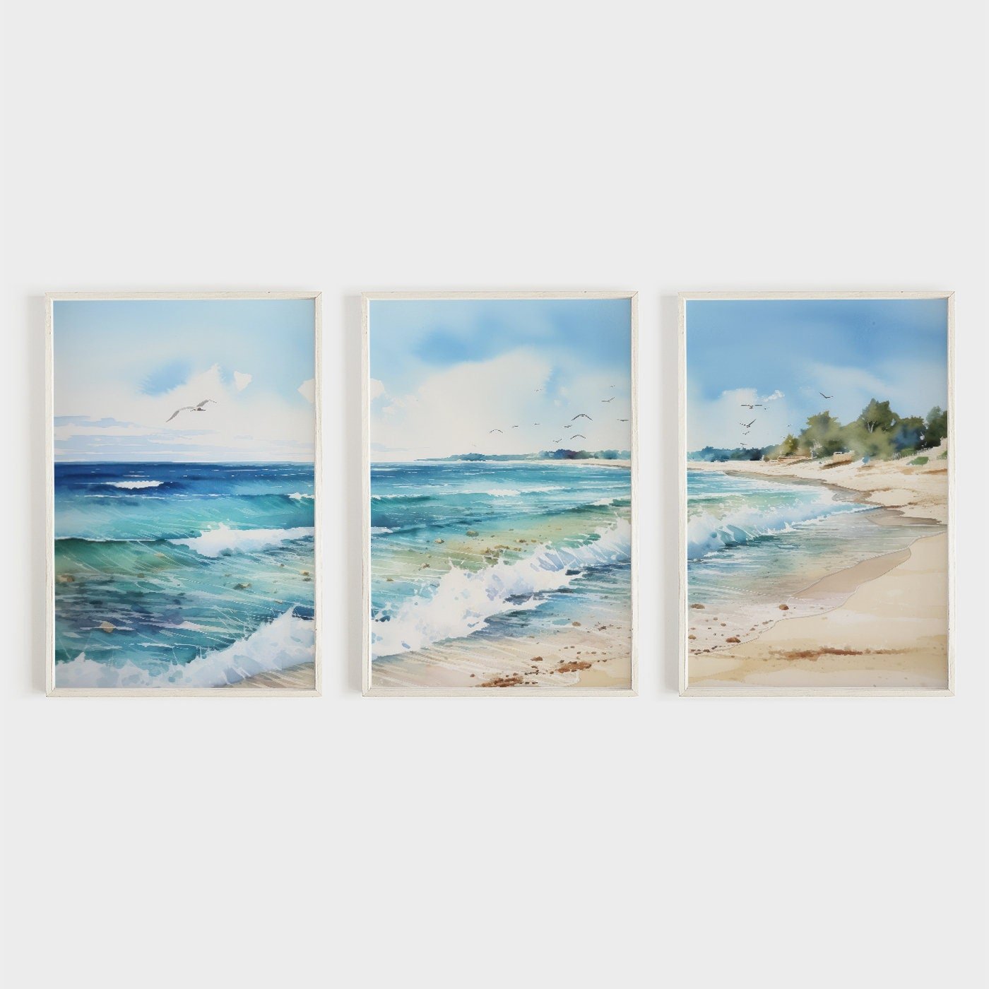 Beach Wall Art, Coastal Decor, Sea Paintings for Home, Ocean Prints - WildfieldPrints