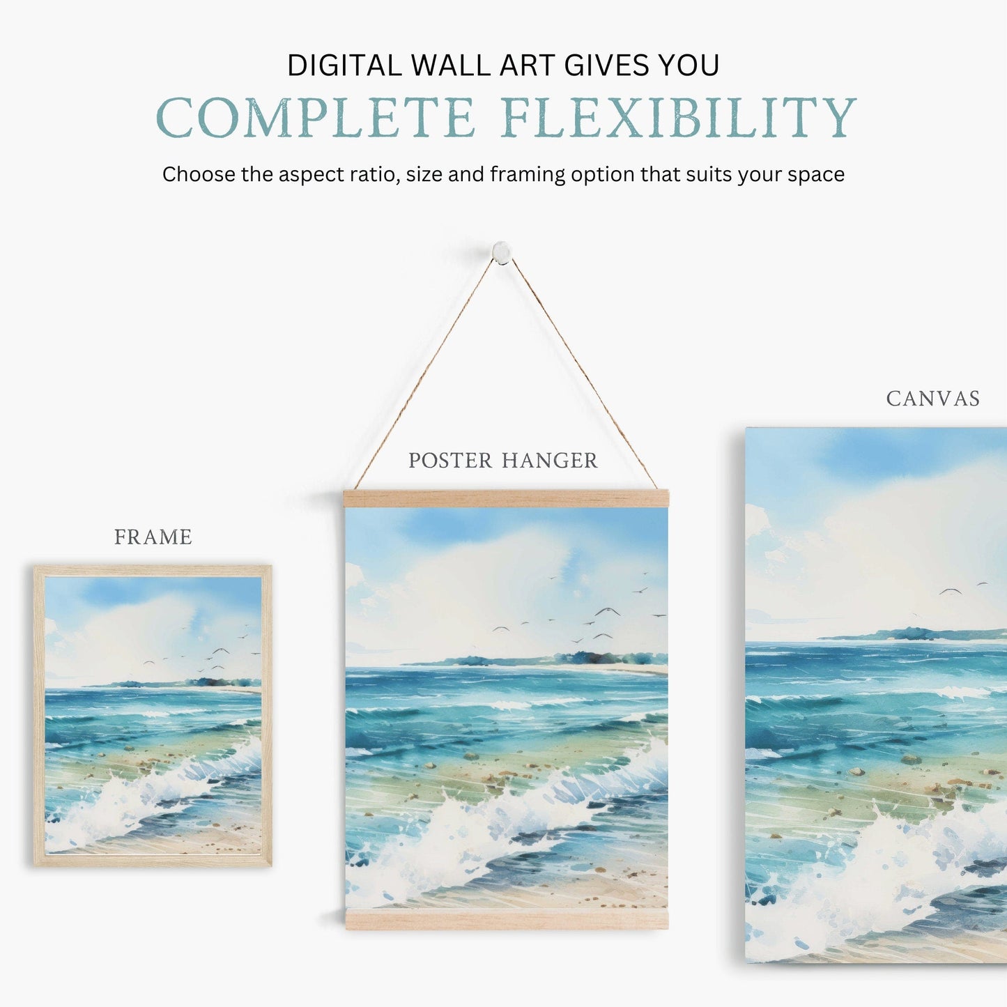 Beach Wall Art, Coastal Decor, Sea Paintings for Home, Ocean Prints - WildfieldPrints