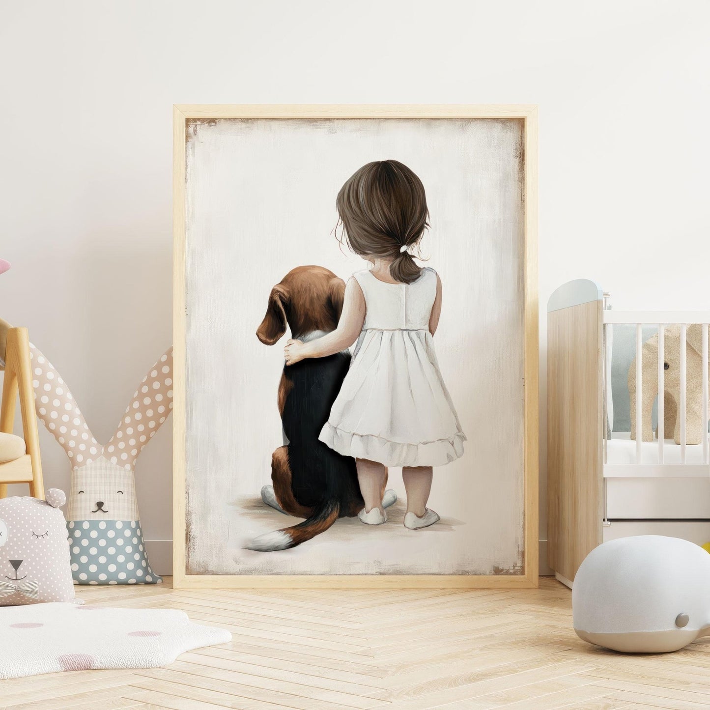 Beagle Nursery Decor, Beagle and Girl, Beagle Print Nursery, Beagle Art Print, Dog Decor Girl Room, Dog Nursery Art, PRINTABLE Dog Wall Art - My Store