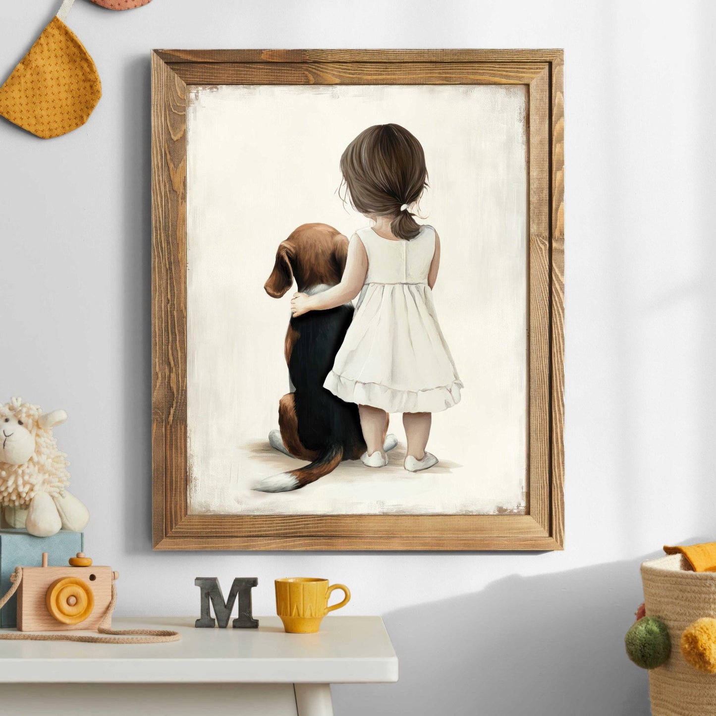 Beagle Nursery Decor, Beagle and Girl, Beagle Print Nursery, Beagle Art Print, Dog Decor Girl Room, Dog Nursery Art, PRINTABLE Dog Wall Art - My Store