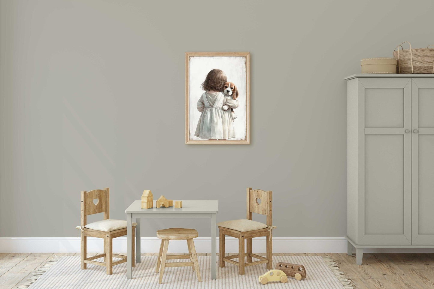 Beagle Nursery Print, Dog - Themed Room Decor, Girl & Dog Wall Art - WildfieldPrints