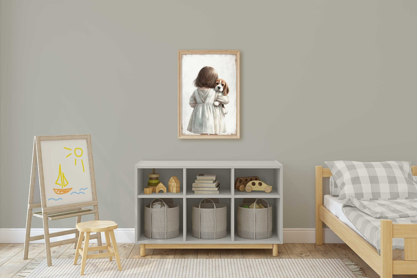 Beagle Nursery Print, Dog - Themed Room Decor, Girl & Dog Wall Art - WildfieldPrints