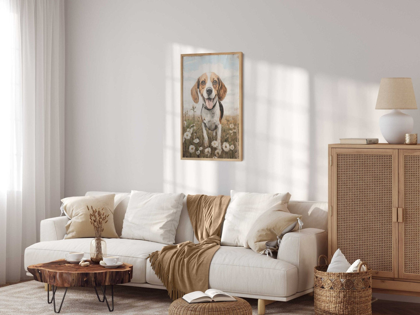 Beagle Print, Vintage Dog Decor, Floral Dog Portrait Art - WildfieldPrints