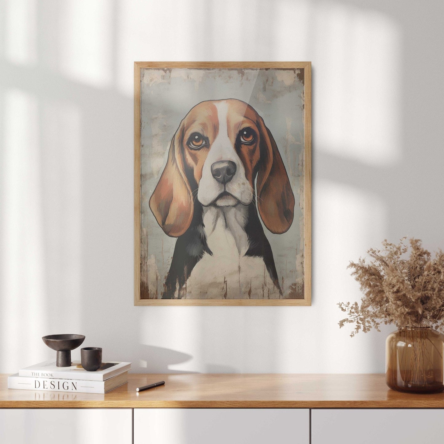 Beagle Print, Vintage Dog Wall Art, Rustic Decor for Dog Lovers - WildfieldPrints