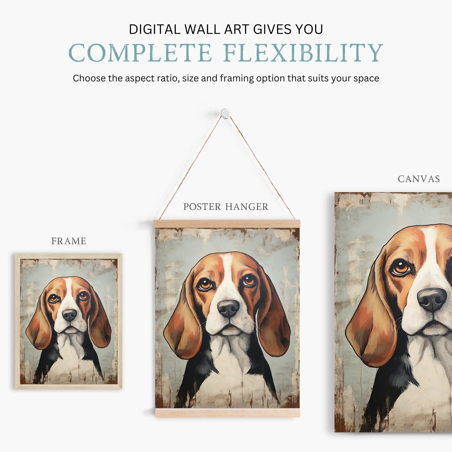 Beagle Print, Vintage Dog Wall Art, Rustic Decor for Dog Lovers - WildfieldPrints