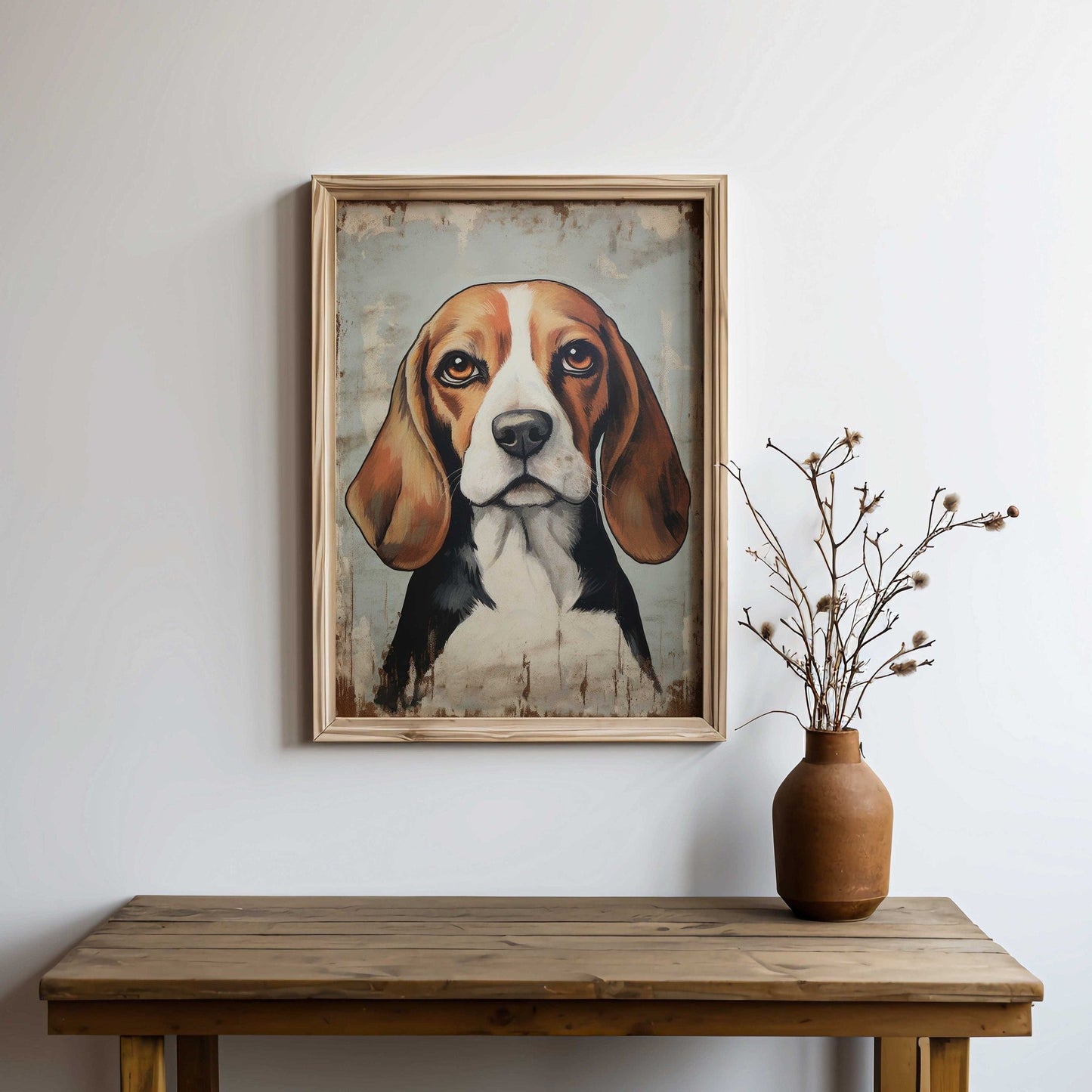 Beagle Print, Vintage Dog Wall Art, Rustic Decor for Dog Lovers - WildfieldPrints