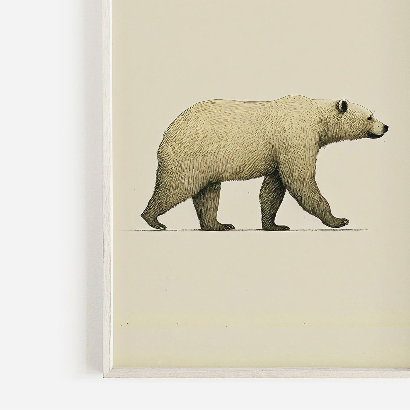Bear Art Print, Minimalist Animal Decor, Nordic Nursery Wall Art - WildfieldPrints