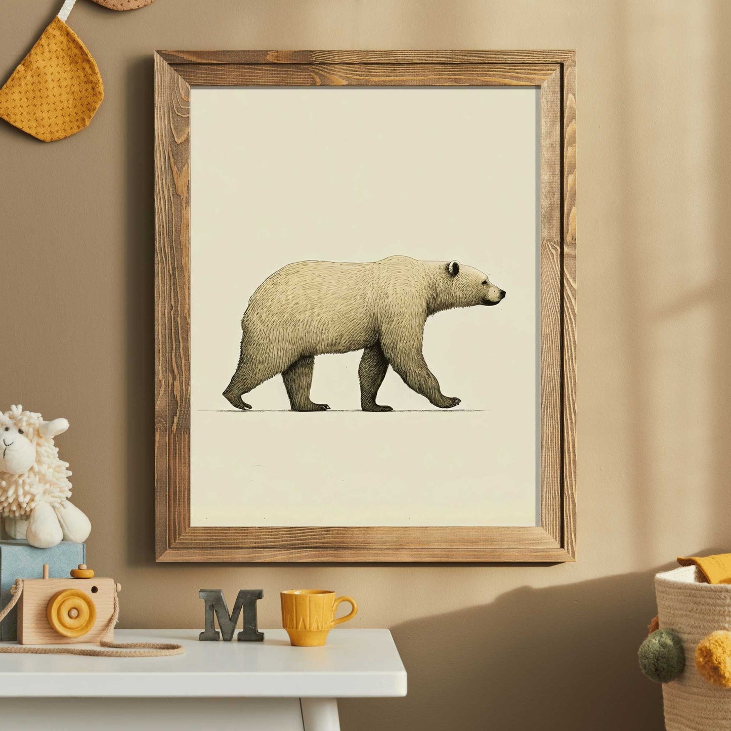 Bear Art Print, Minimalist Animal Decor, Nordic Nursery Wall Art - WildfieldPrints