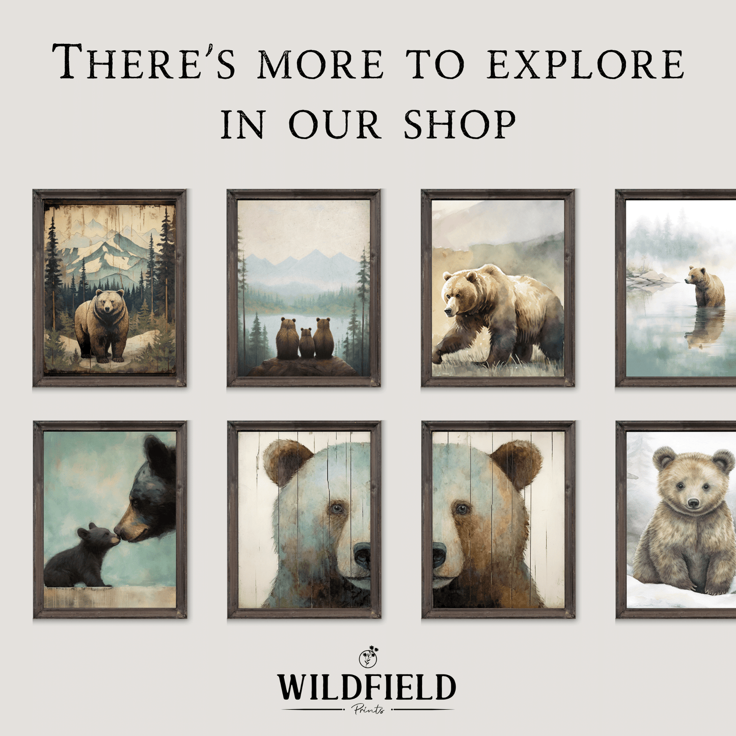Bear Art Print, Minimalist Animal Decor, Nordic Nursery Wall Art - WildfieldPrints