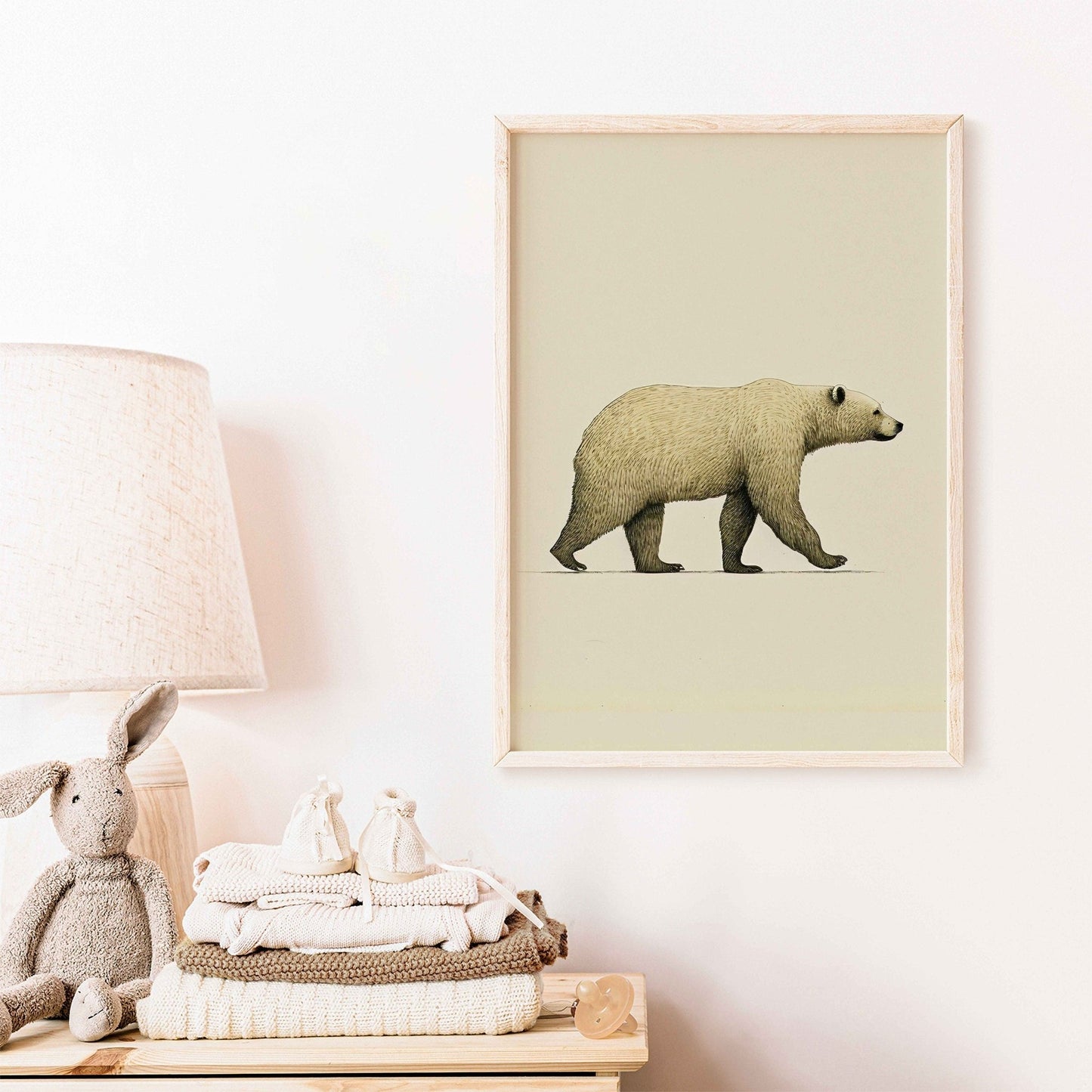 Bear Art Print, Minimalist Animal Decor, Nordic Nursery Wall Art - WildfieldPrints