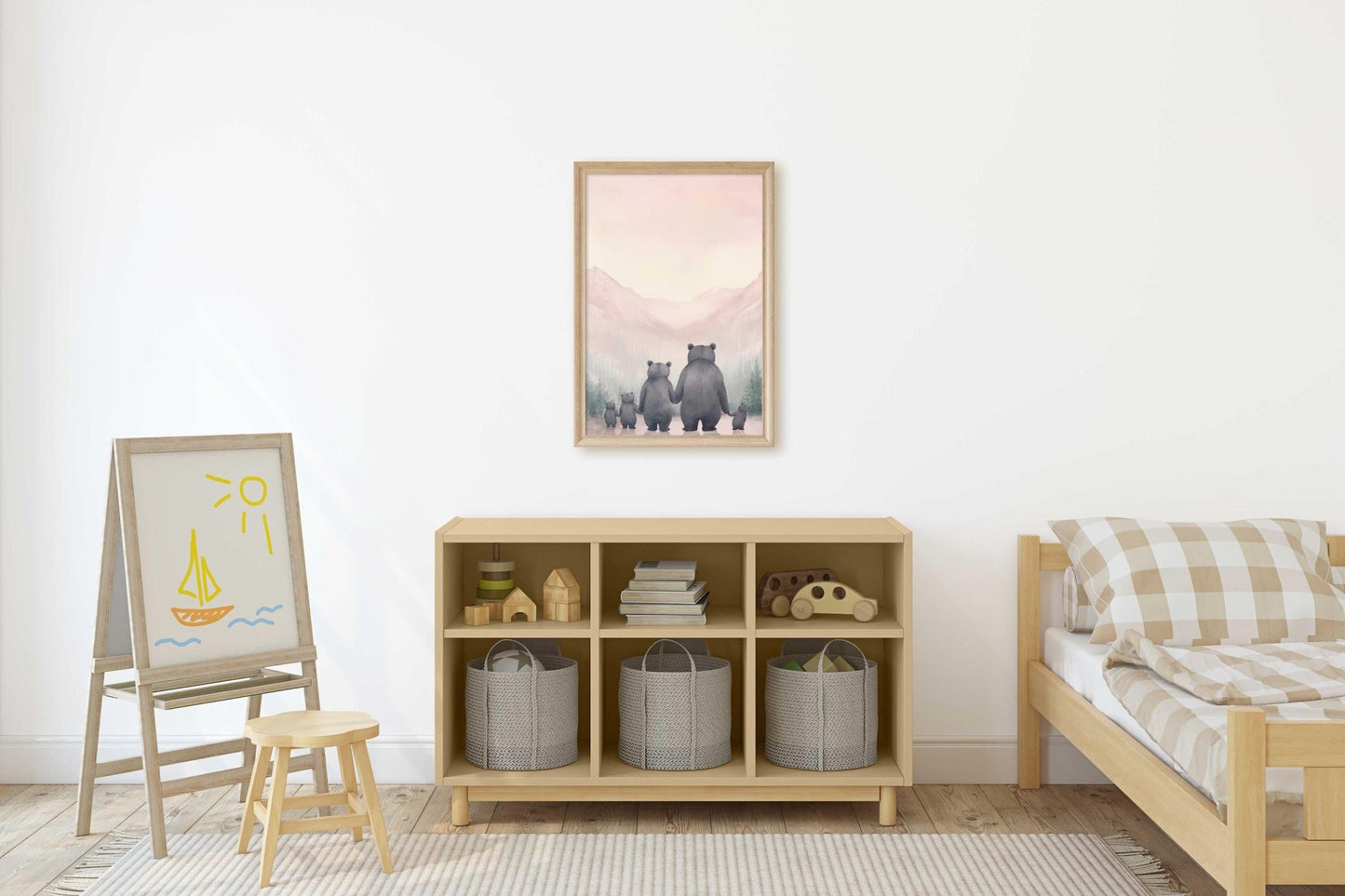 Bear Family Art, Woodland Nursery Decor, Animal Family Print - WildfieldPrints