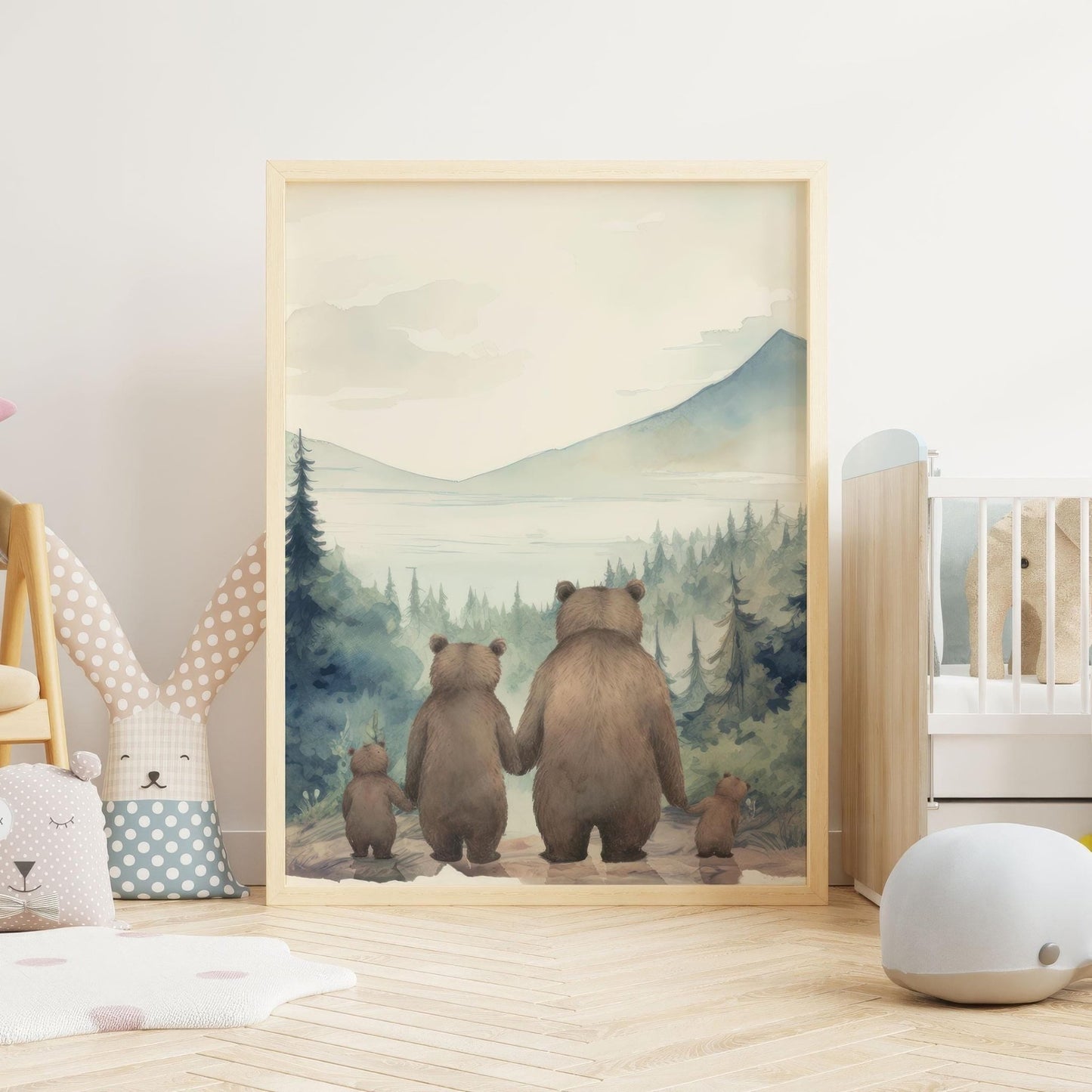 Bear Family Print, Woodland Animals Decor, Boys Room Artwork - WildfieldPrints
