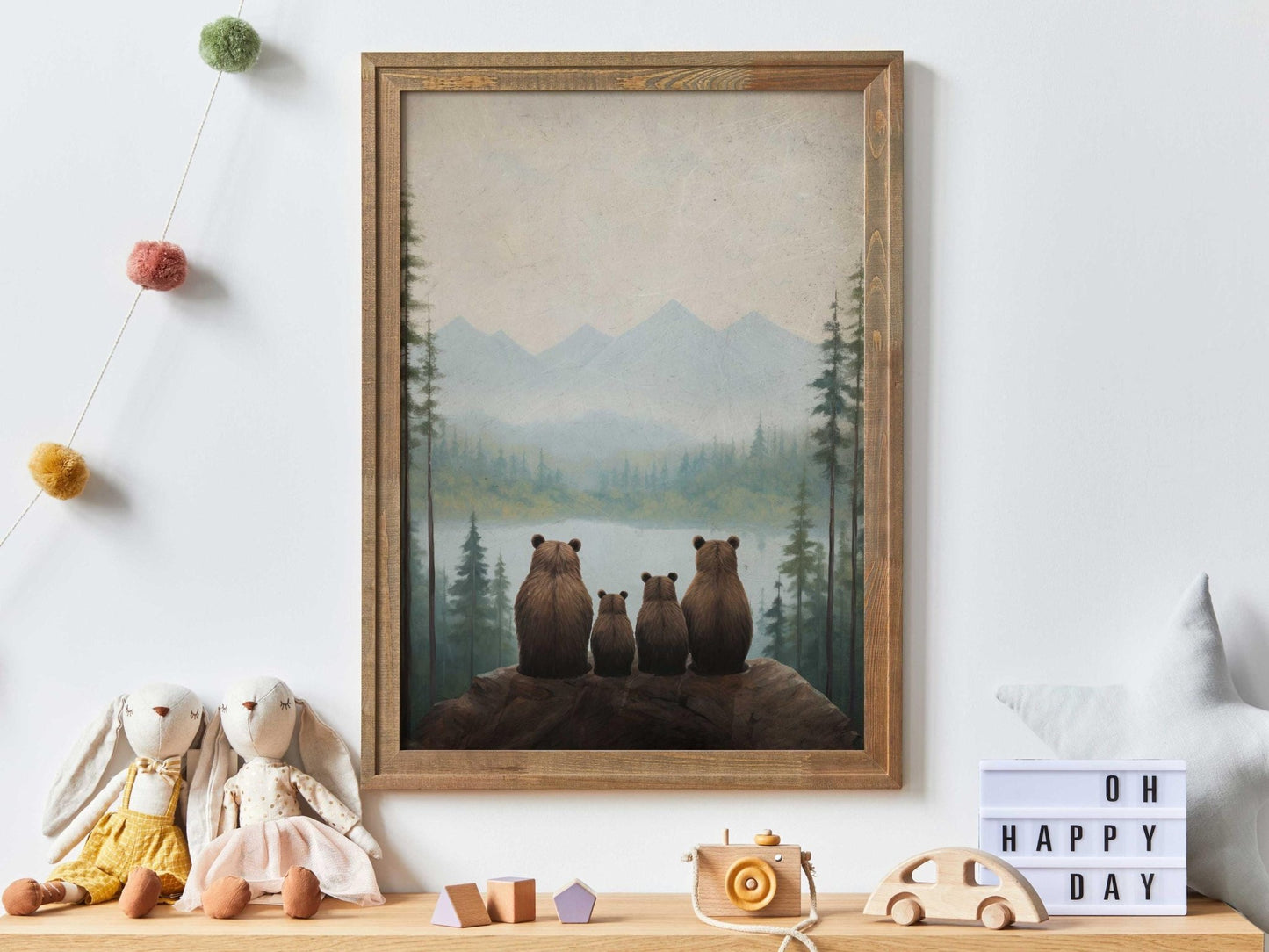 Bear Family Print, Woodland Nursery Decor, Family of Four - WildfieldPrints