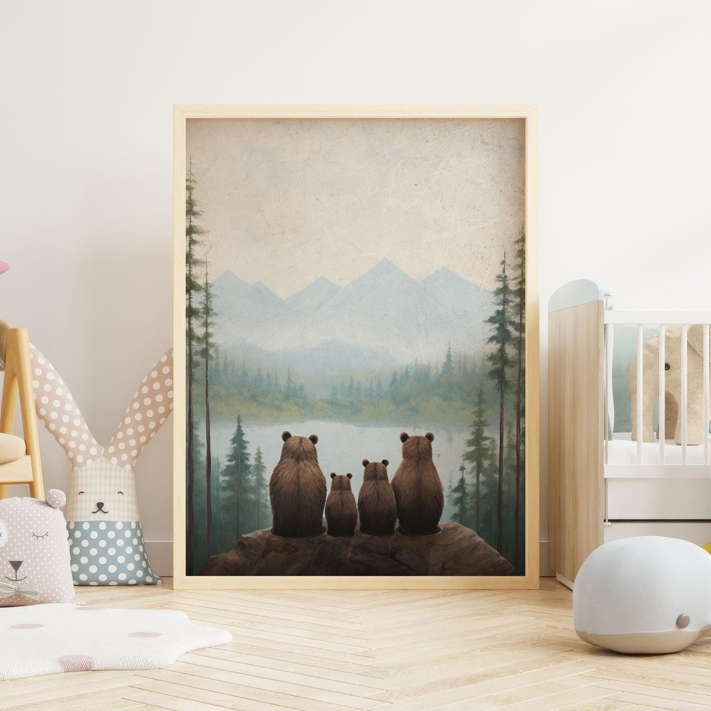 Bear Family Print, Woodland Nursery Decor, Family of Four - WildfieldPrints