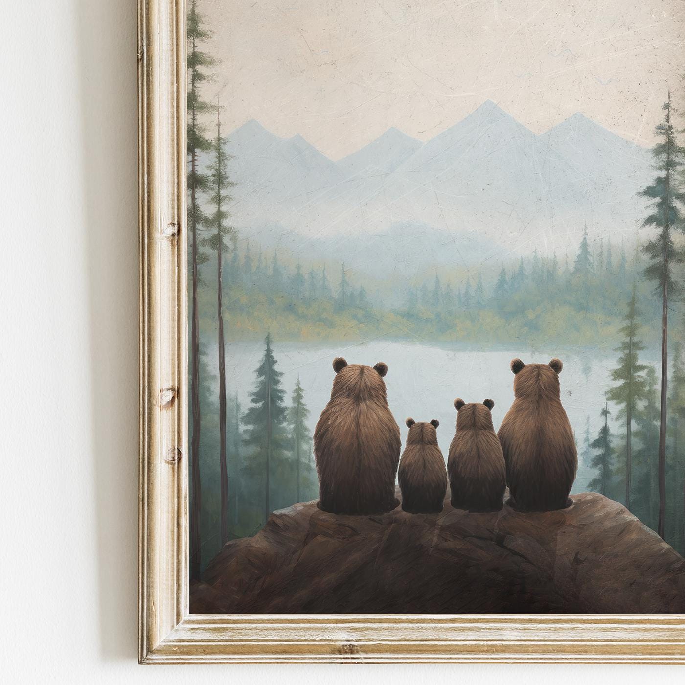 Bear Family Print, Woodland Nursery Decor, Family of Four - WildfieldPrints