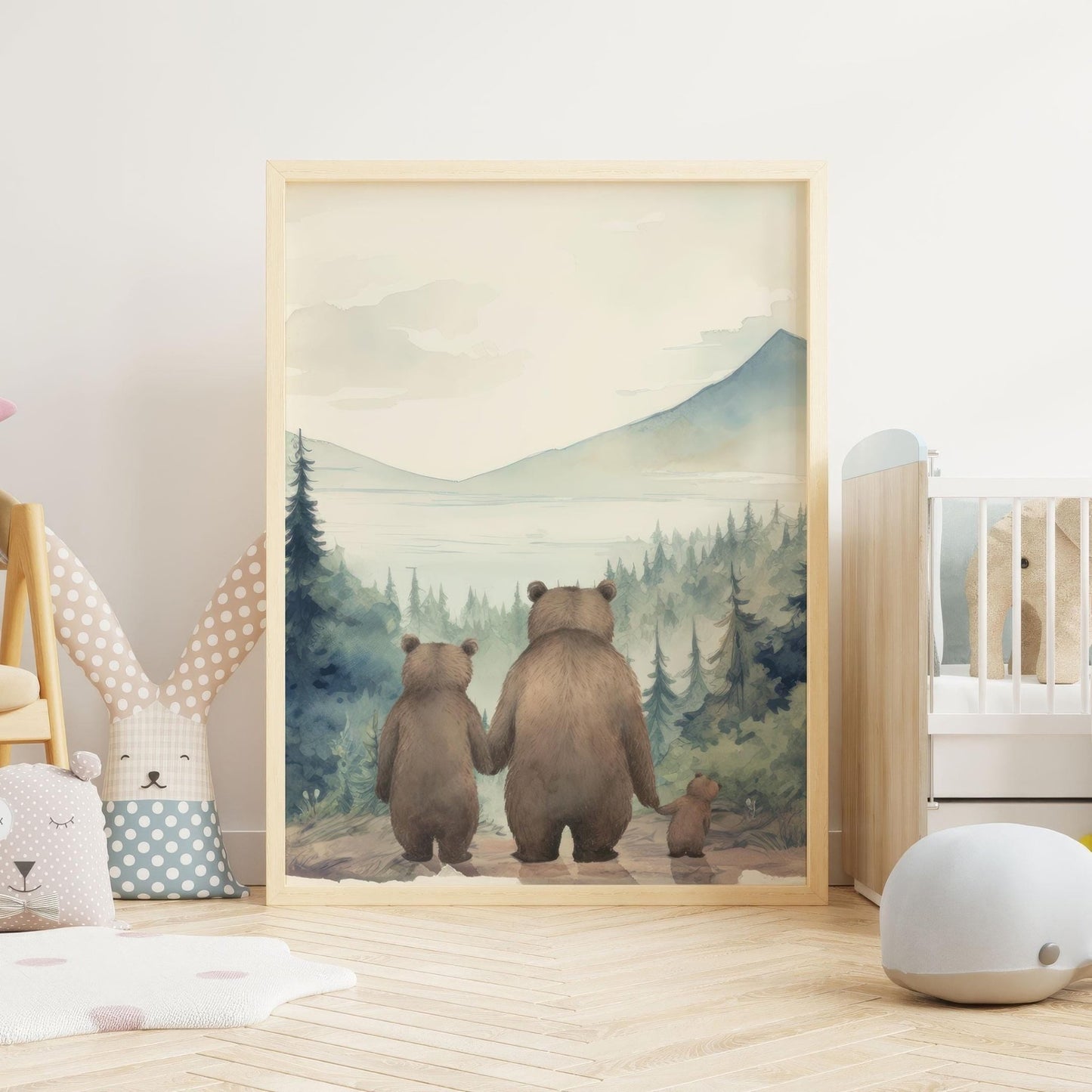 Bear Family Print, Woodland Nursery Decor, Forest Animal Wall Art - WildfieldPrints