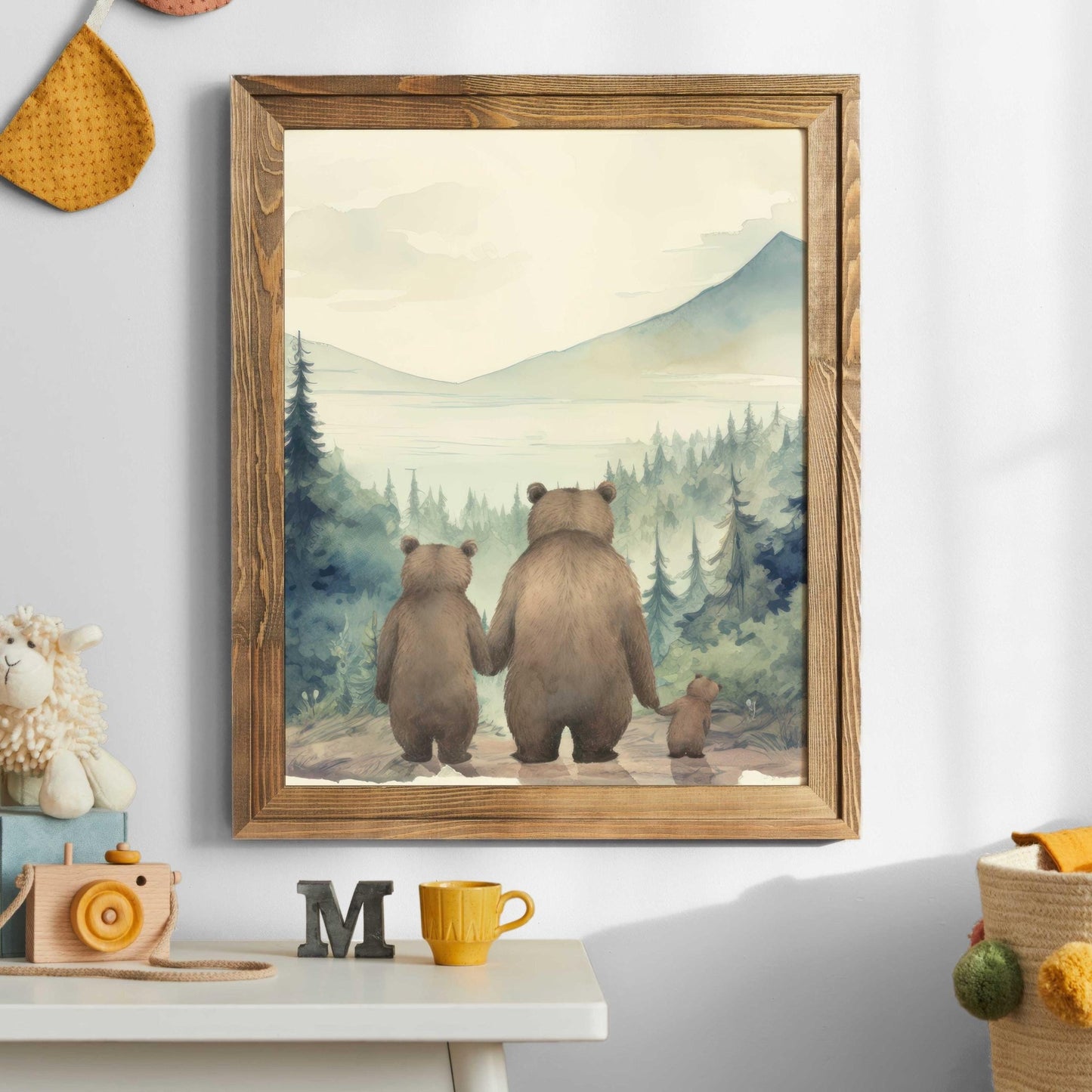 Bear Family Print, Woodland Nursery Decor, Forest Animal Wall Art - WildfieldPrints