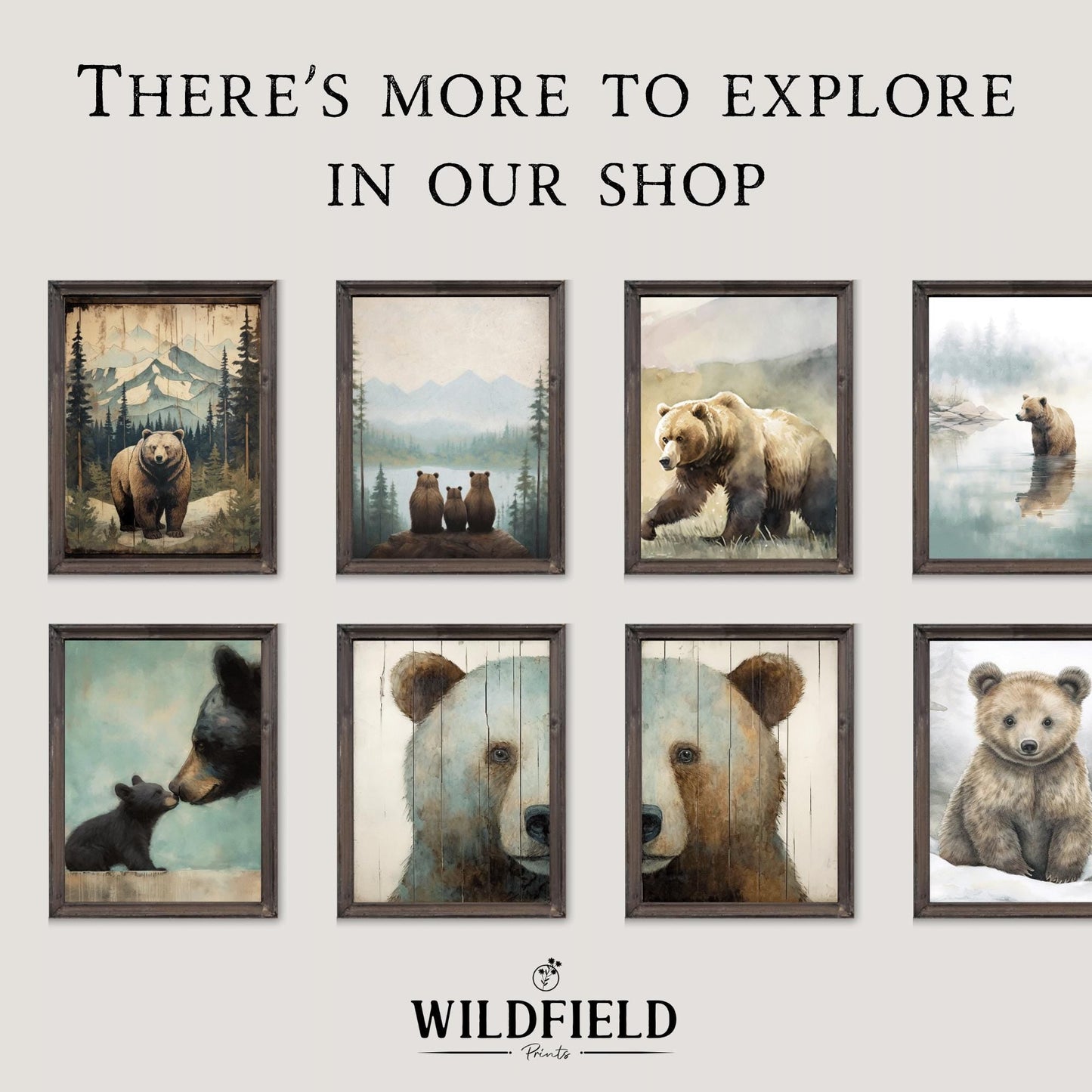 Bear Family Prints, Forest Animals in Woodland Nursery, Boys Room Decor - WildfieldPrints