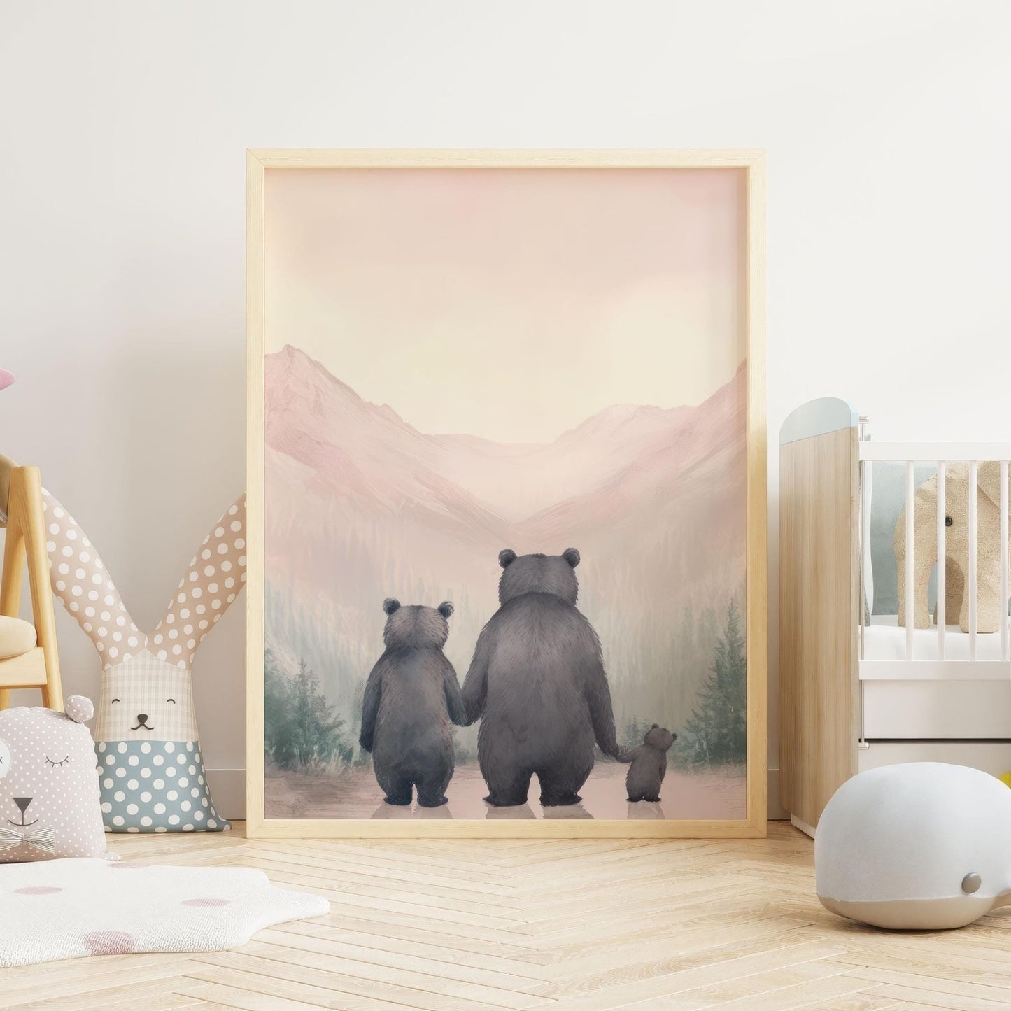 Bear Family Wall Art, Woodland Animal Decor, Baby Room Accent - WildfieldPrints