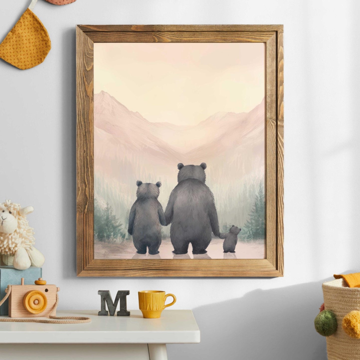 Bear Family Wall Art, Woodland Animal Decor, Baby Room Accent - WildfieldPrints