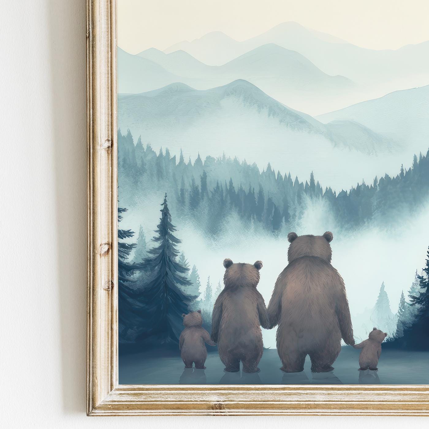 Bear Family Wall Art, Woodland Animal Portraits, Boys Room Decor - WildfieldPrints