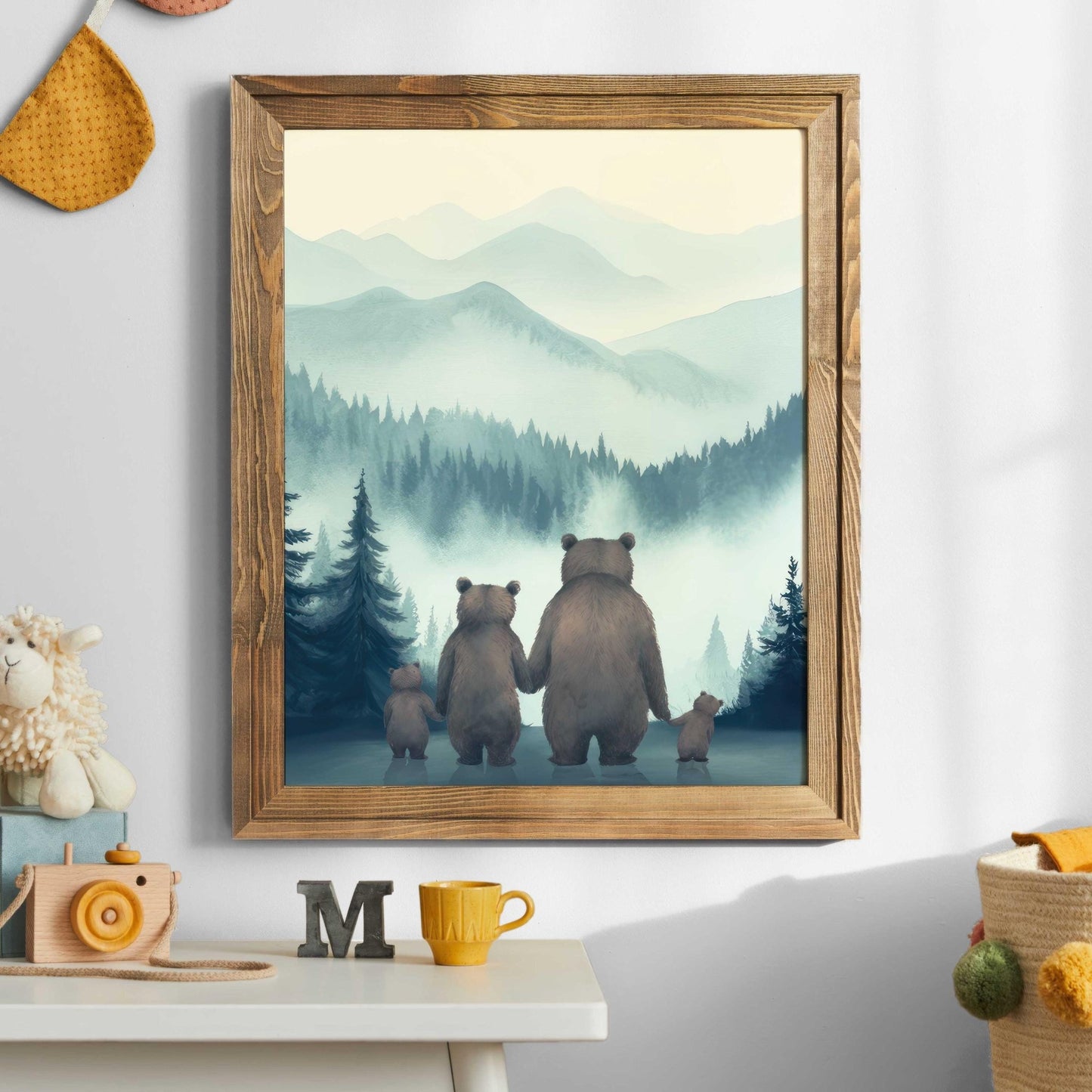 Bear Family Watercolor Art, Boys Room Decor, Forest Animal Print - WildfieldPrints