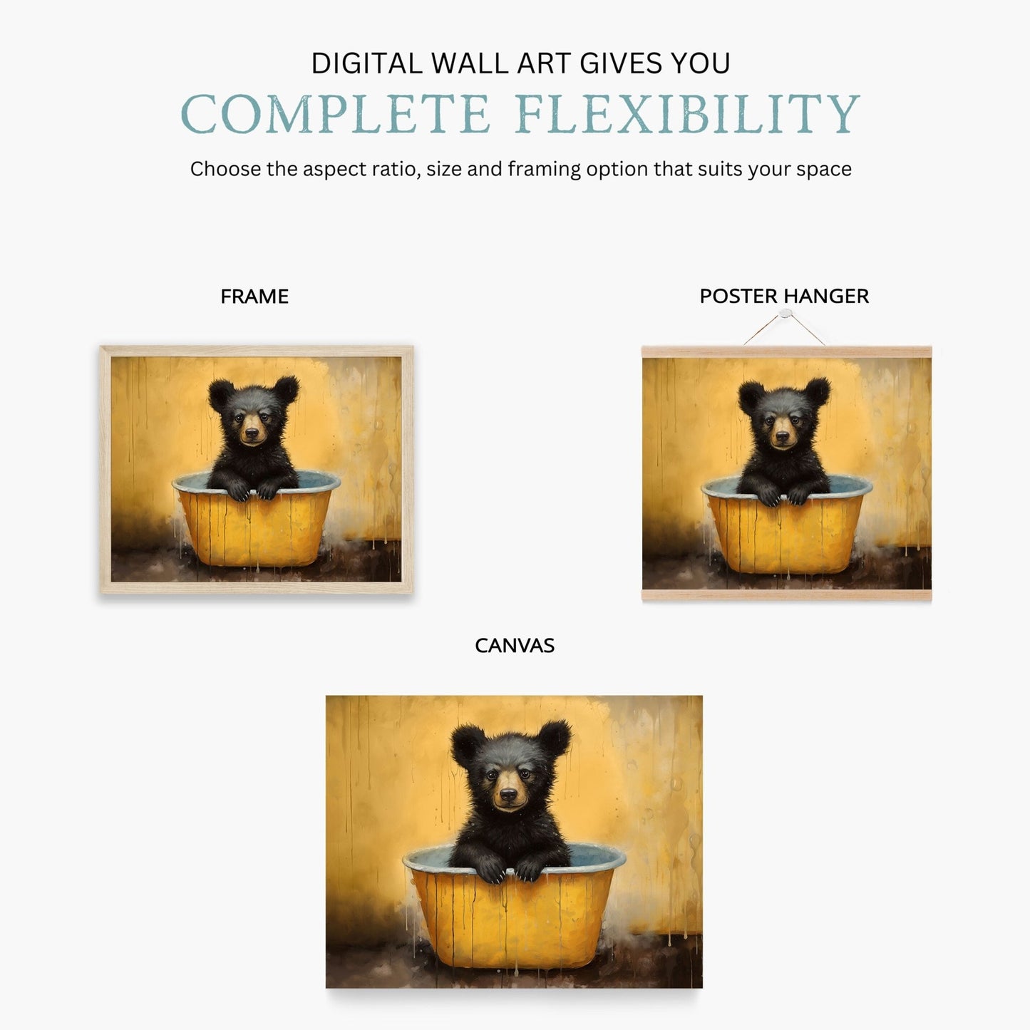Bear Nursery Decor, Cute Forest Animal Prints, Rustic Kids Bedroom - WildfieldPrints