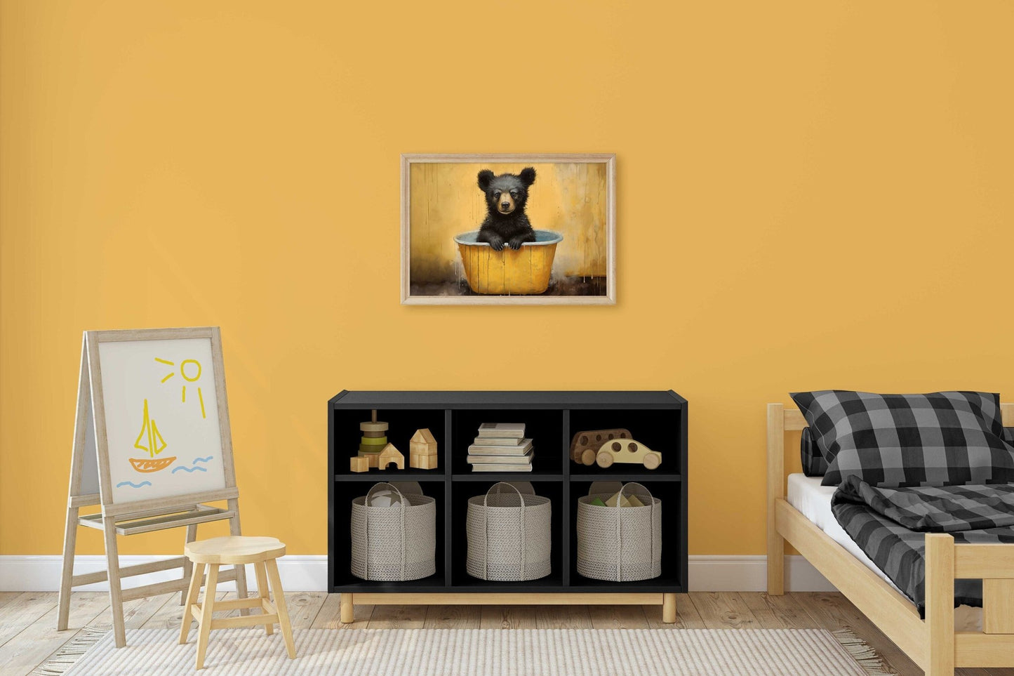 Bear Nursery Decor, Cute Forest Animal Prints, Rustic Kids Bedroom - WildfieldPrints
