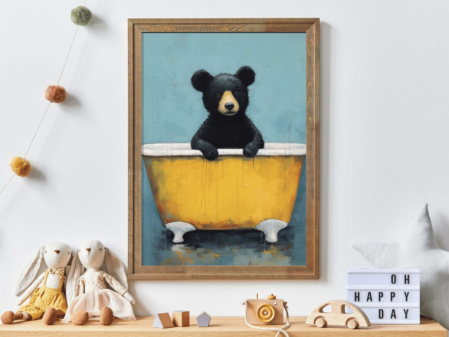 Bear Nursery Decor, Cute Forest Animal Prints, Rustic Kids Bedroom - WildfieldPrints