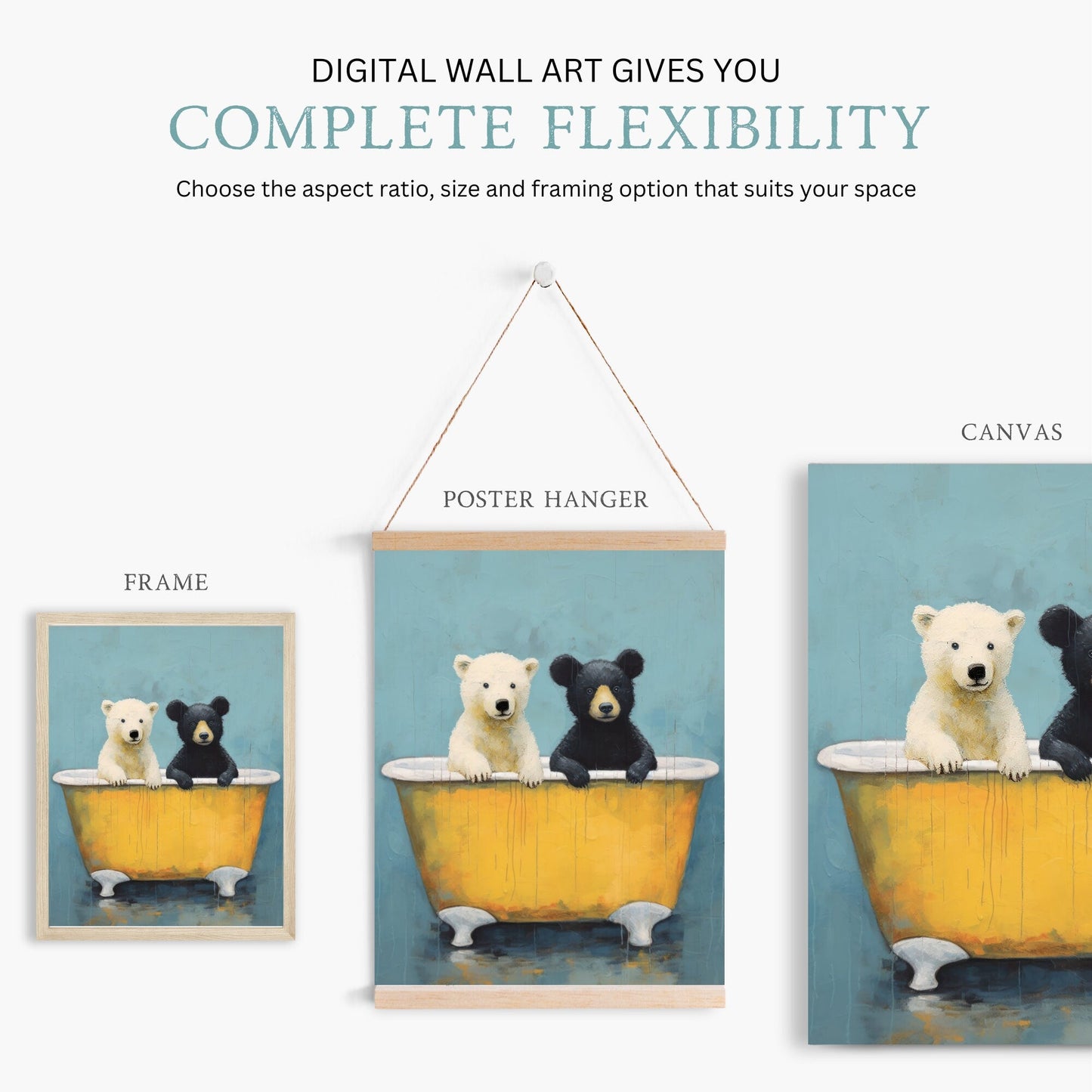 Bear Nursery Decor, Cute Rustic Animal Wall Art, Forest Woodland Print - WildfieldPrints