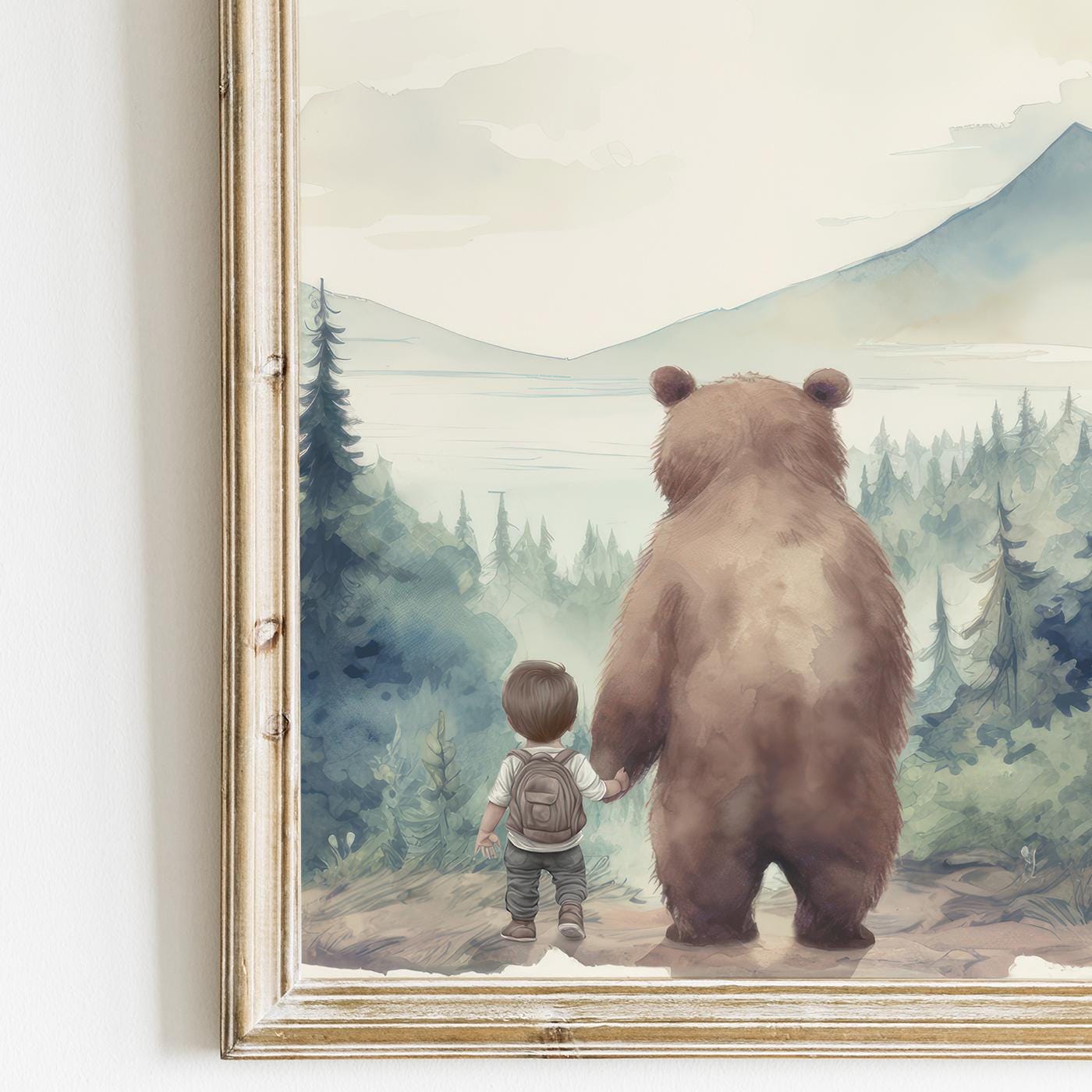Bear Nursery Decor, Forest Wall Art, Brown Bear Kids Print - WildfieldPrints