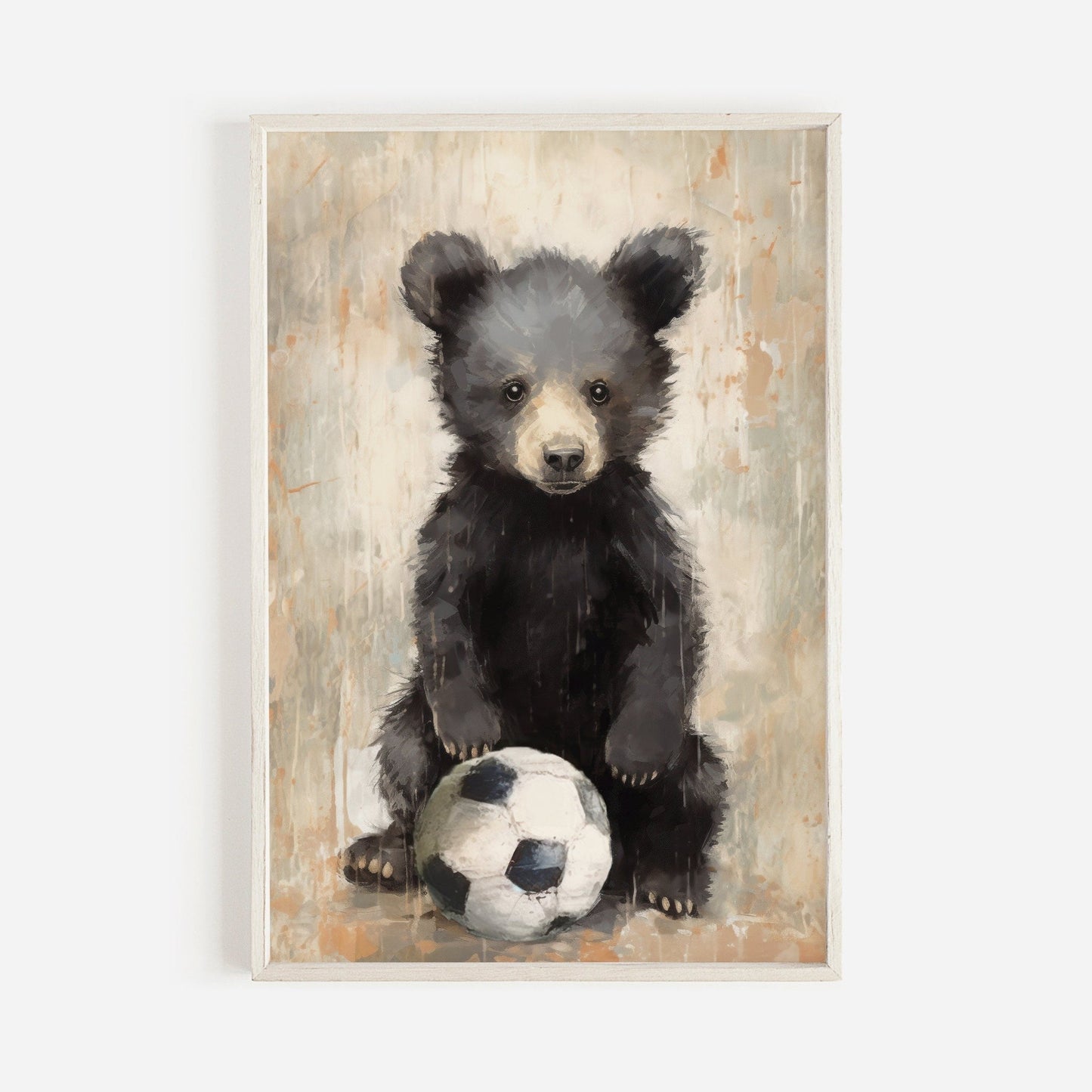 Bear Nursery Decor, Vintage Kids Room Art, Football Player Theme - WildfieldPrints