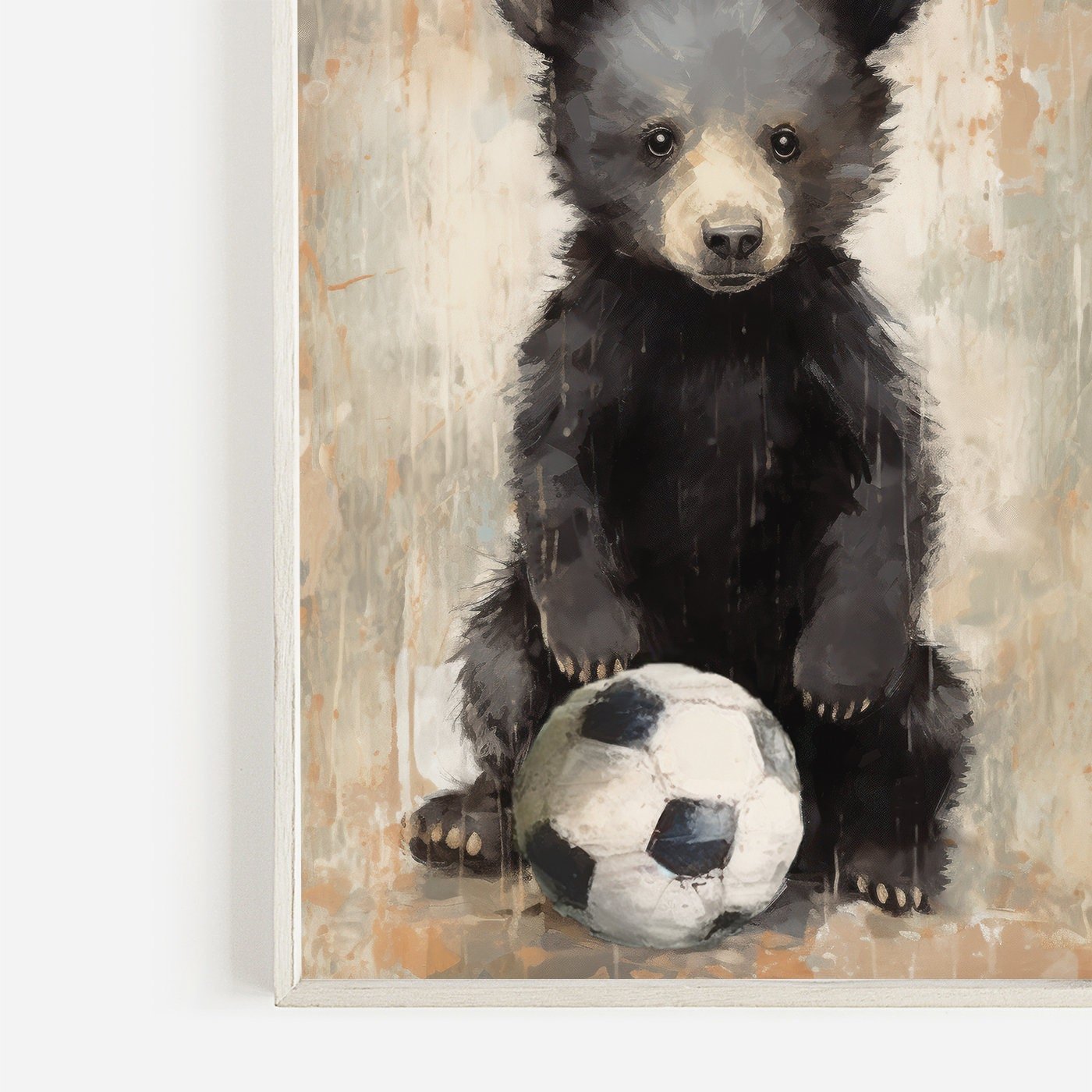 Bear Nursery Decor, Vintage Kids Room Art, Football Player Theme - WildfieldPrints