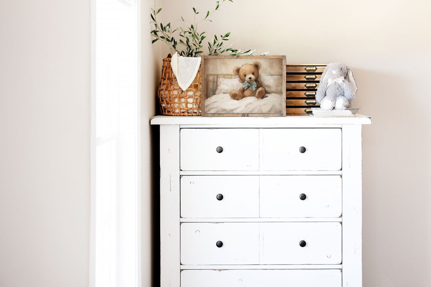 Bear Nursery Decor, Vintage Teddy Bear Print, Rustic Baby Room Art - WildfieldPrints