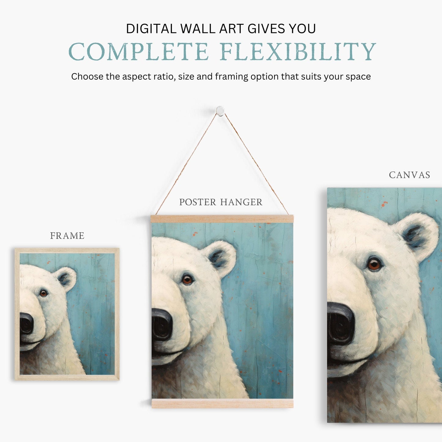 Bear Nursery Prints, Unique Vintage Wall Art for Kids, Polar & Brown Bear - WildfieldPrints