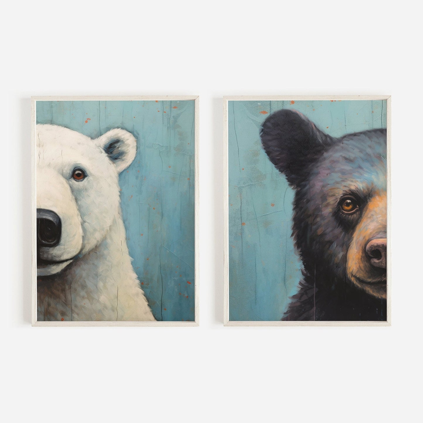Bear Nursery Prints, Unique Vintage Wall Art for Kids, Polar & Brown Bear - WildfieldPrints